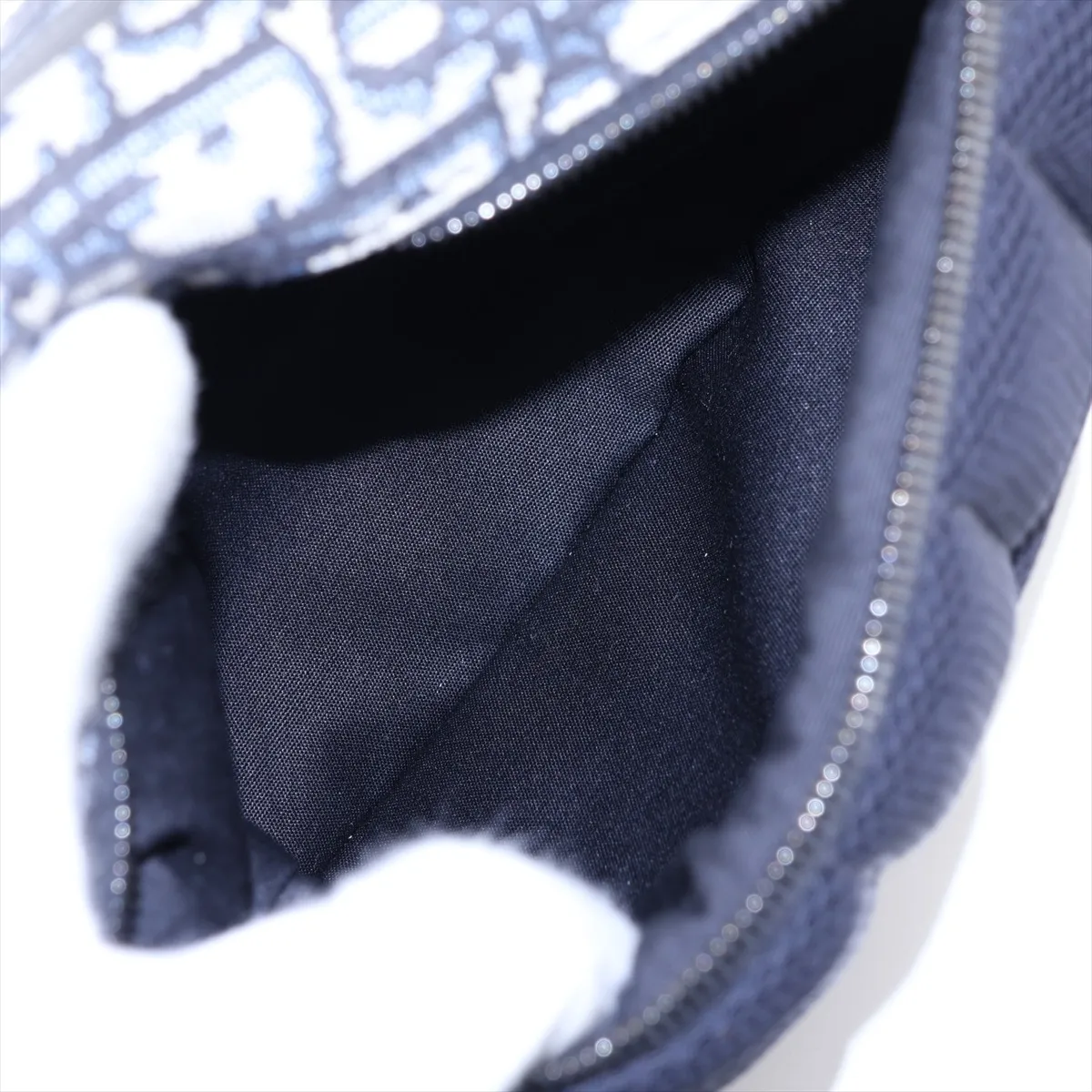 Oblique Scarab Canvas x Leather Body Bag, Navy x Black — view 7
