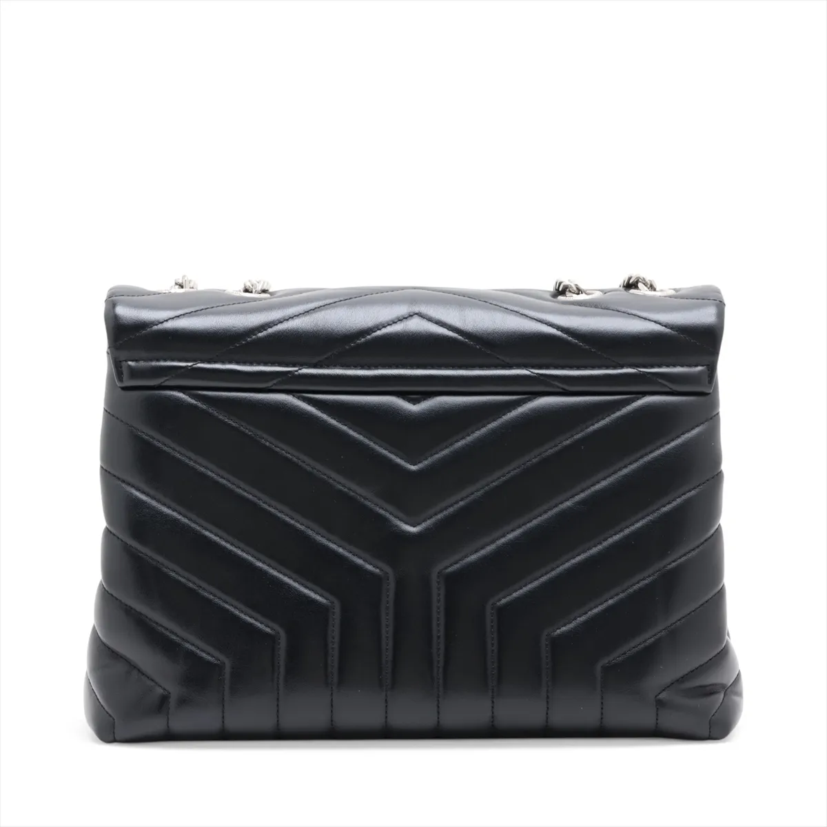 Loulou Medium Leather Chain Shoulder Bag, Black 487216 — view 2