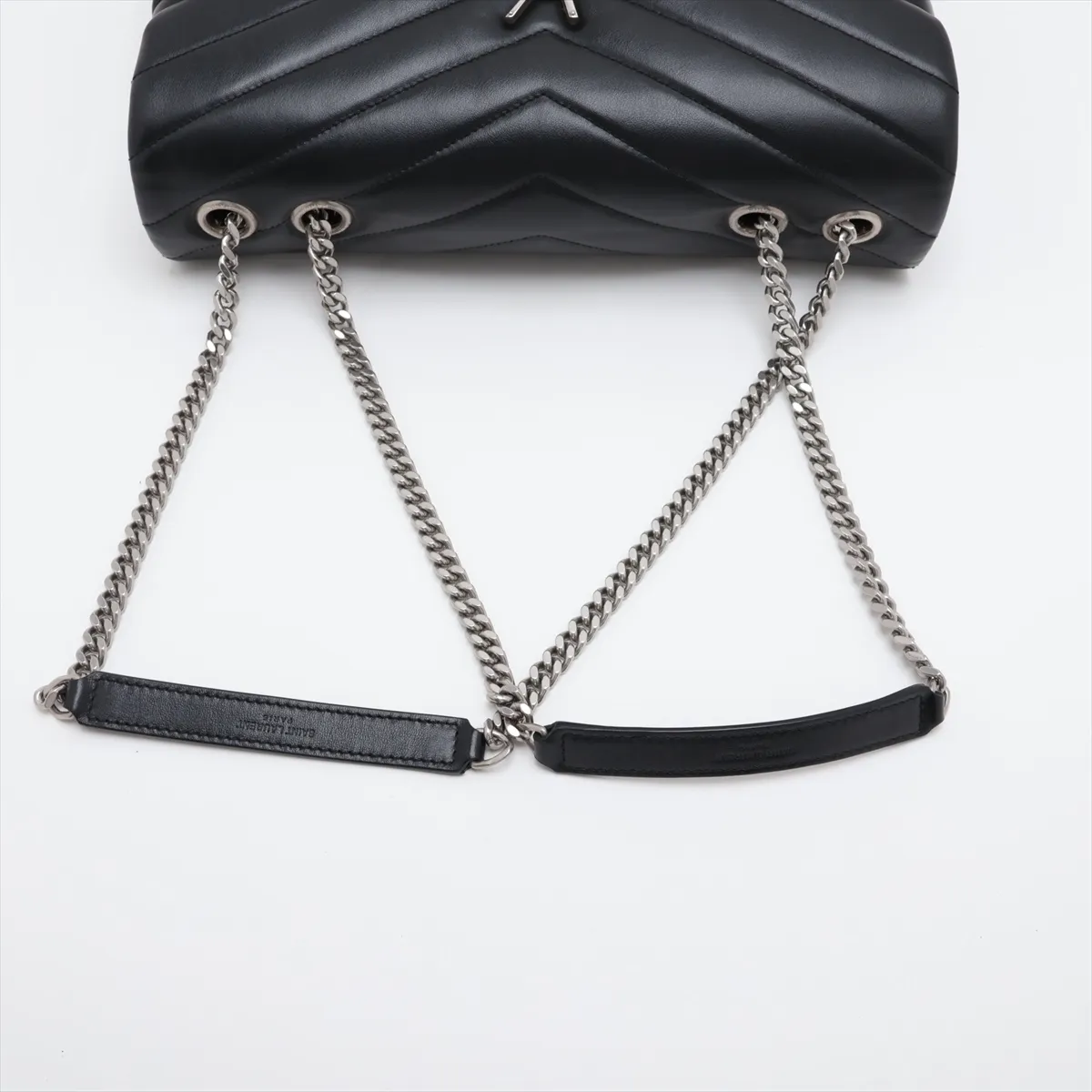 Loulou Medium Leather Chain Shoulder Bag, Black 487216 — view 5