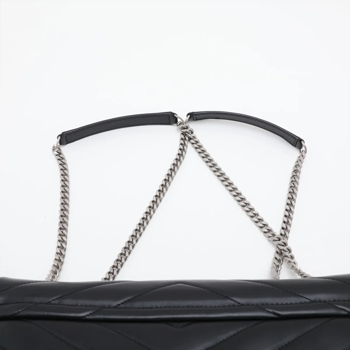 Loulou Medium Leather Chain Shoulder Bag, Black 487216 — view 6