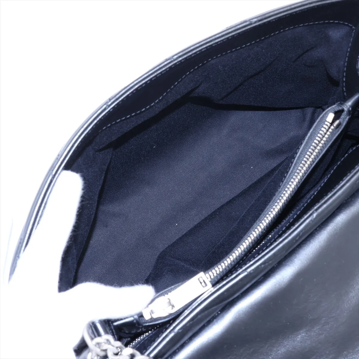 Loulou Medium Leather Chain Shoulder Bag, Black 487216 — view 7
