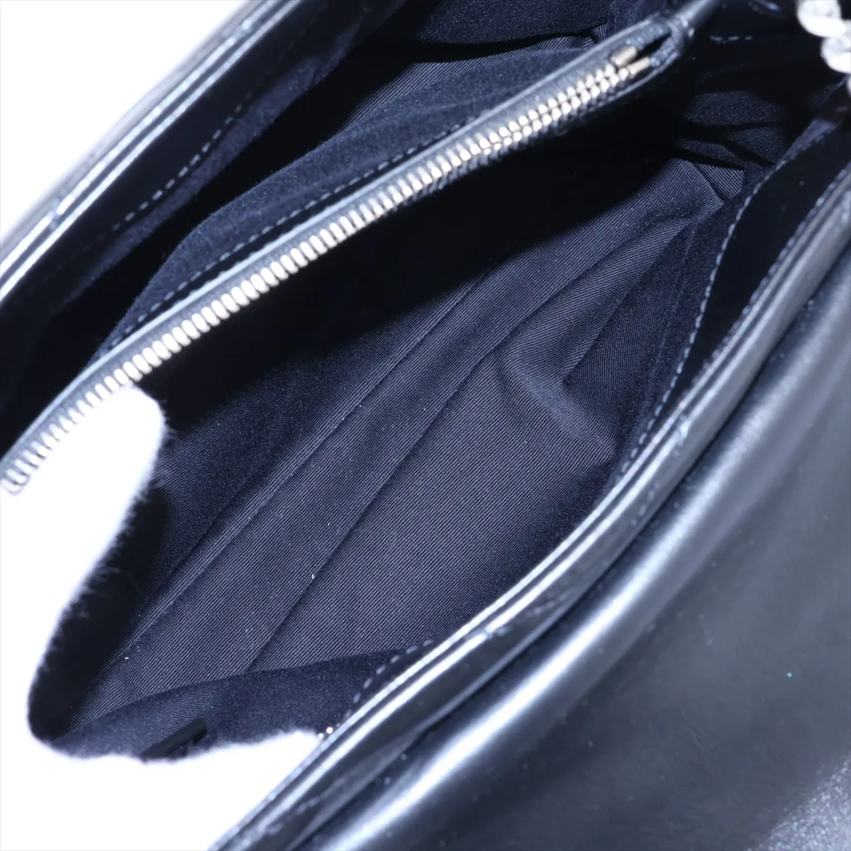 Loulou Medium Leather Chain Shoulder Bag, Black 487216 — view 8
