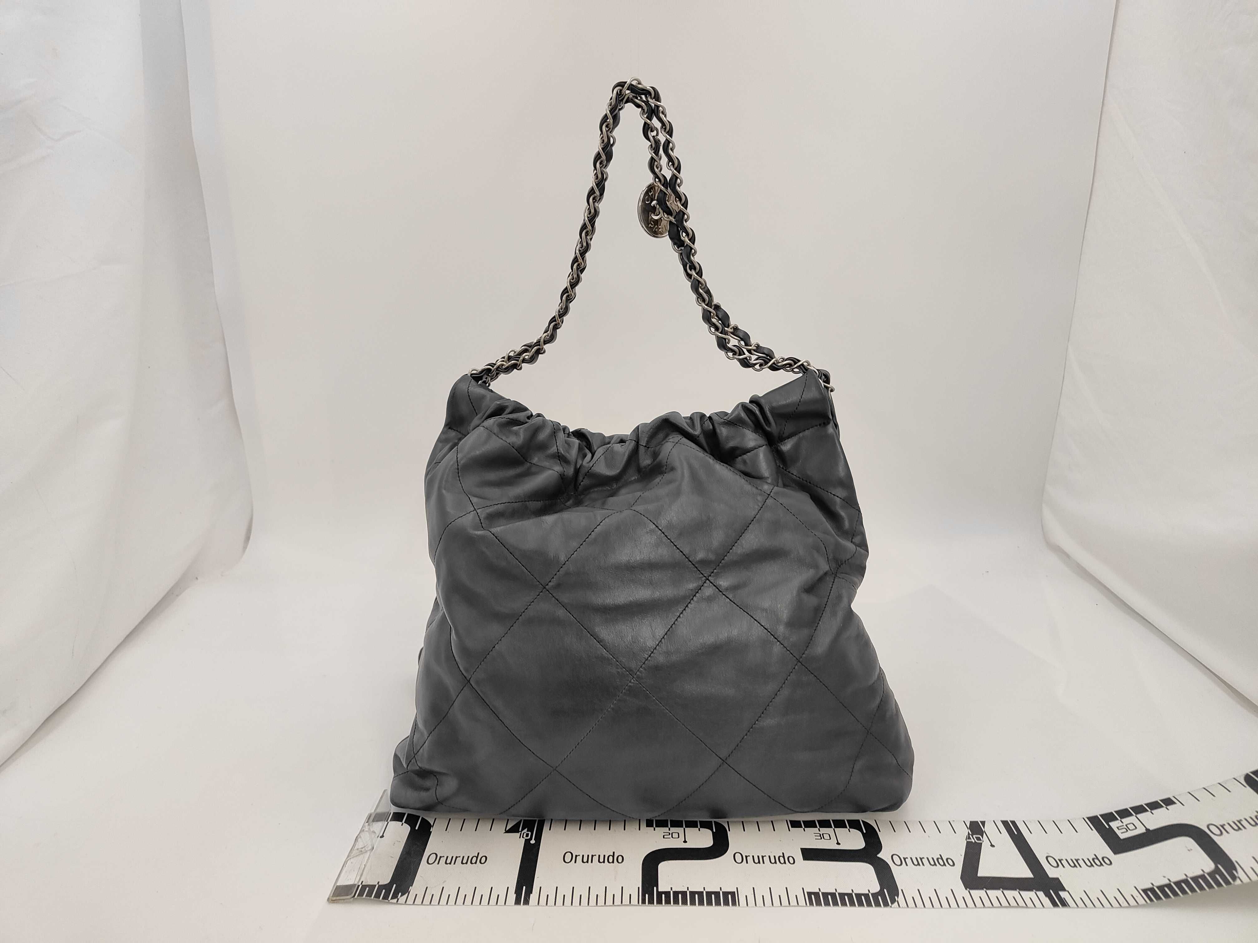 22 Random serial number Calfskin Navy Silver Hardware Handbag — view 2