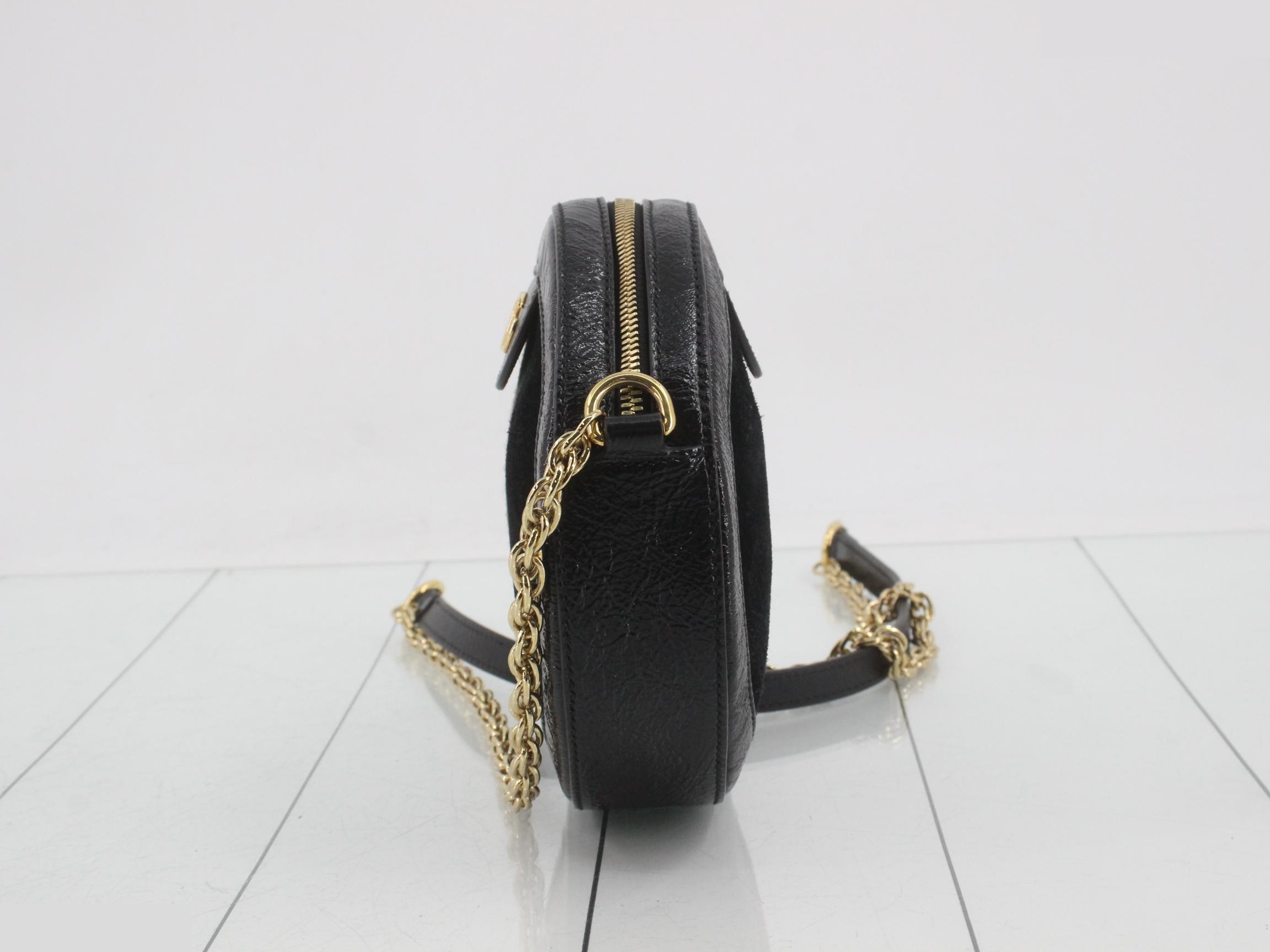 Ophidia Web Suede & Patent Leather Chain Shoulder Bag — view 3
