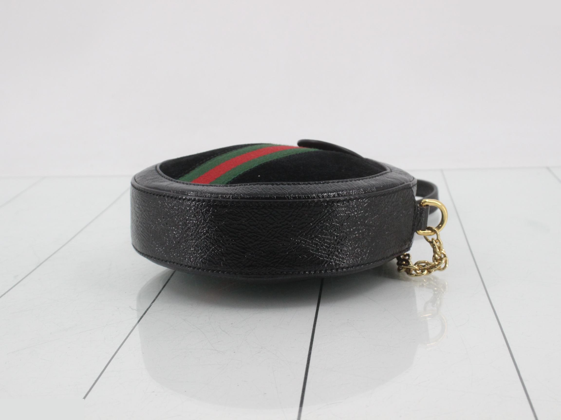 Ophidia Web Suede & Patent Leather Chain Shoulder Bag — view 6