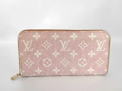 Jacquard Denim Zippy IC Pink Gold Hardware Wallet