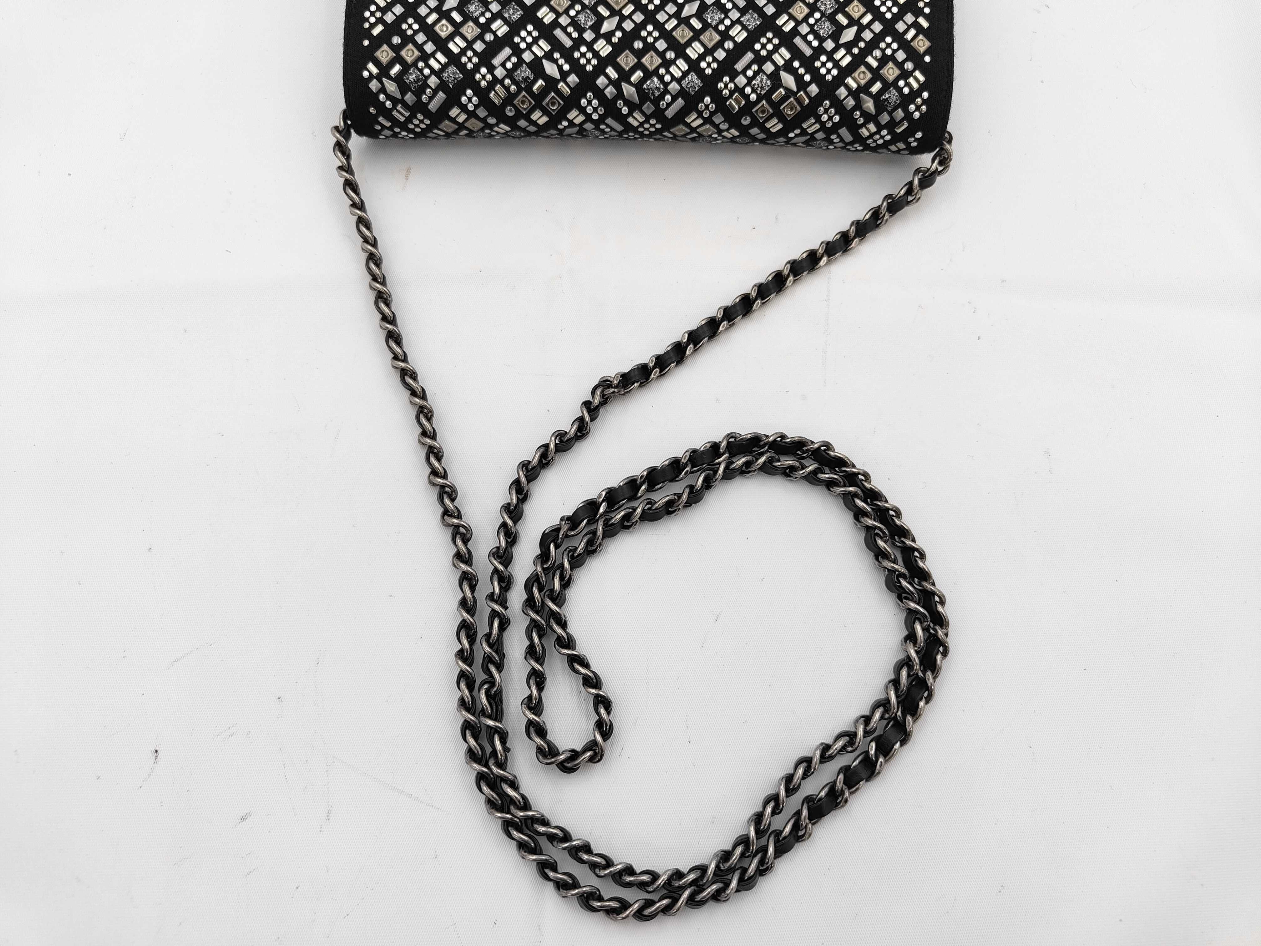 Turnlock Chain Wallet Studded Black Shoulder Bag — view 3