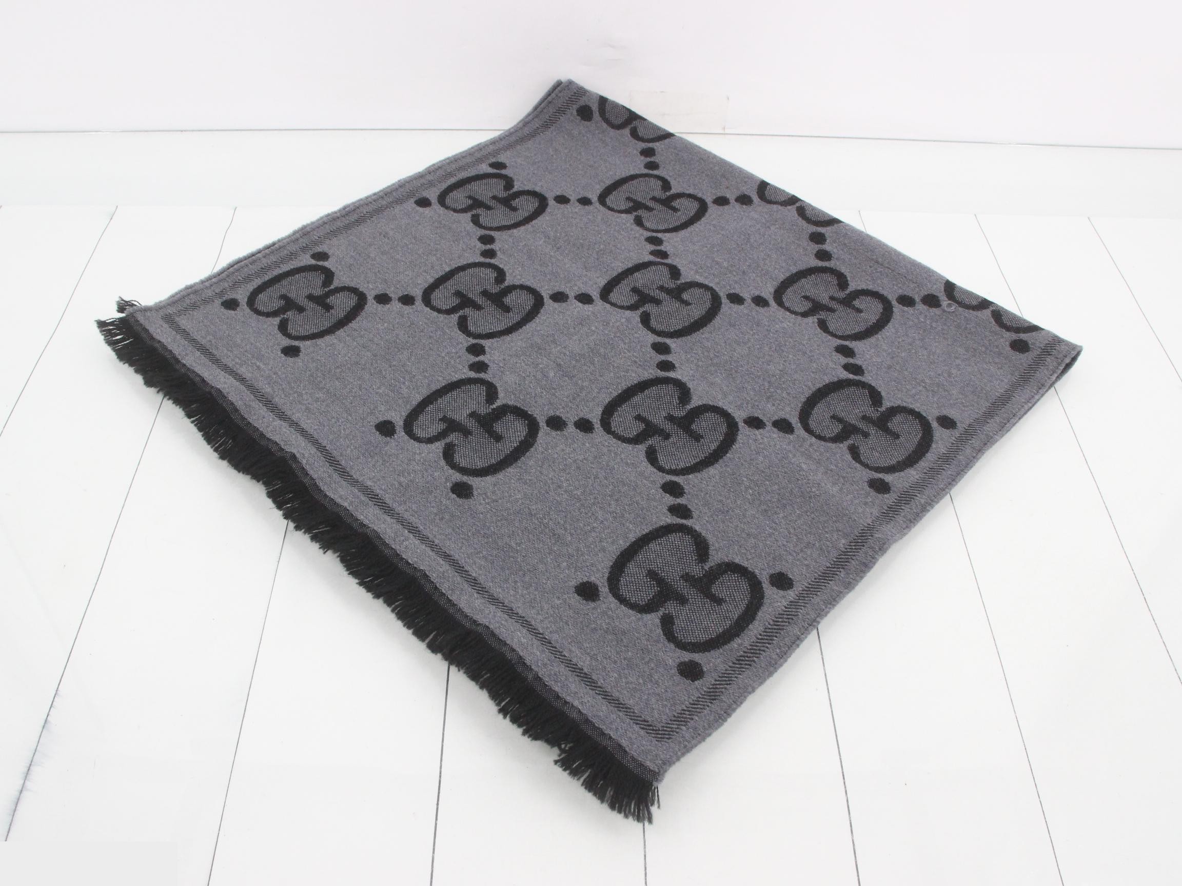 GG Reversible Stole, Tag Included, Gray