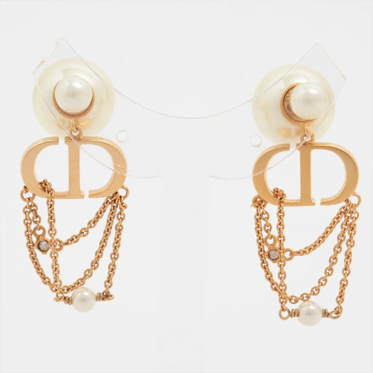 Tribales Dior Tribal Earrings (for both ears) GP x Rhinestone x Fake Pearl Gold