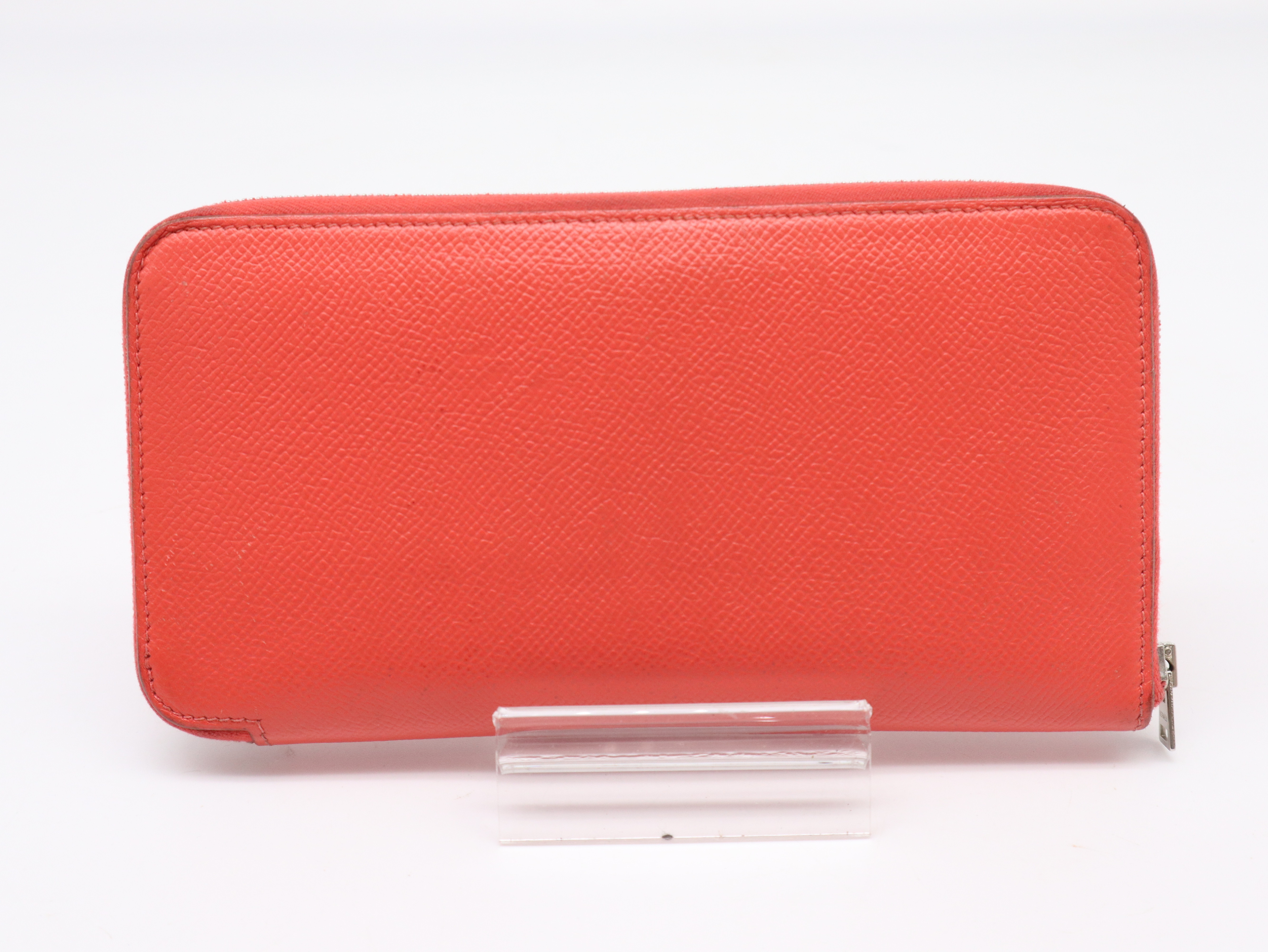 Azap Long Silk In Wallet, Epsom Leather, Silver Hardware, Orange, with Box. — view 2