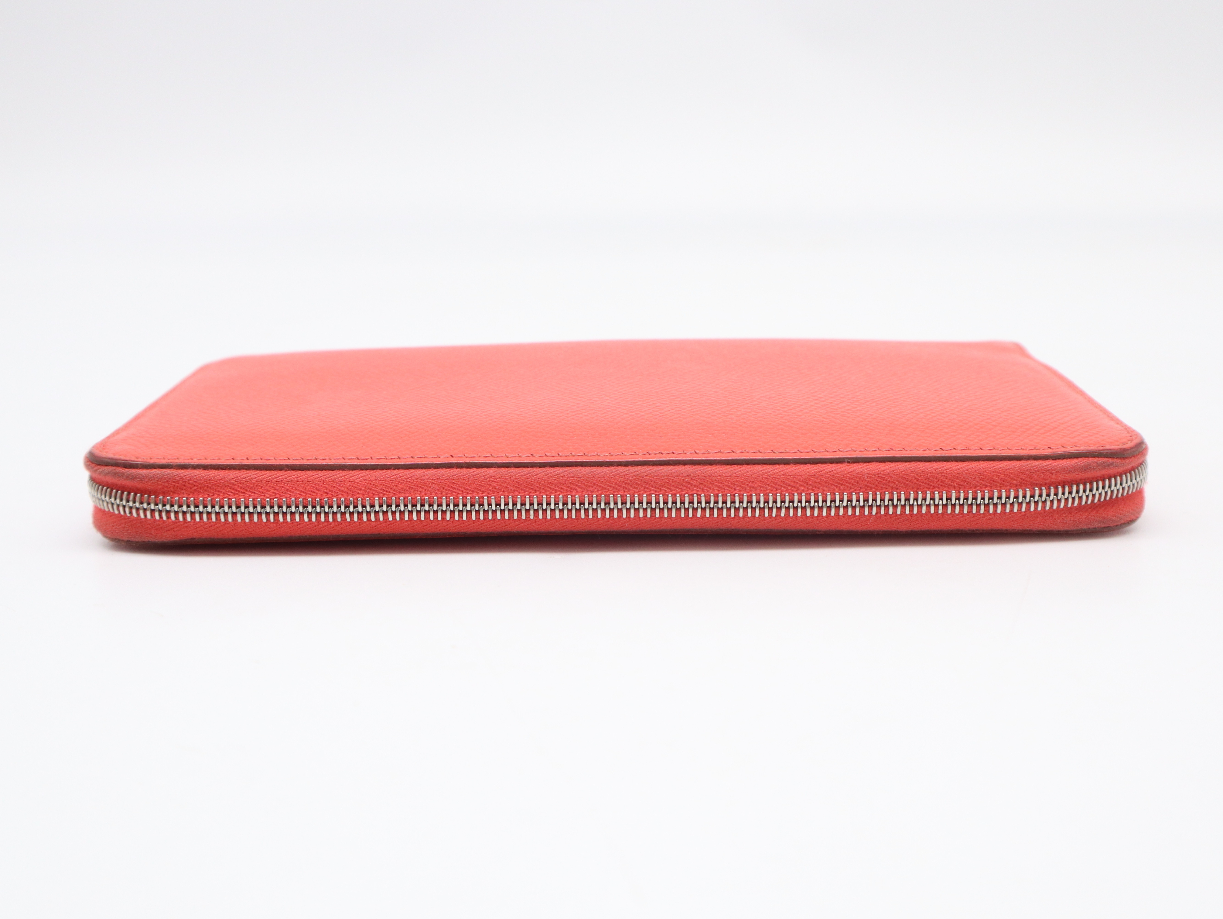 Azap Long Silk In Wallet, Epsom Leather, Silver Hardware, Orange, with Box. — view 4