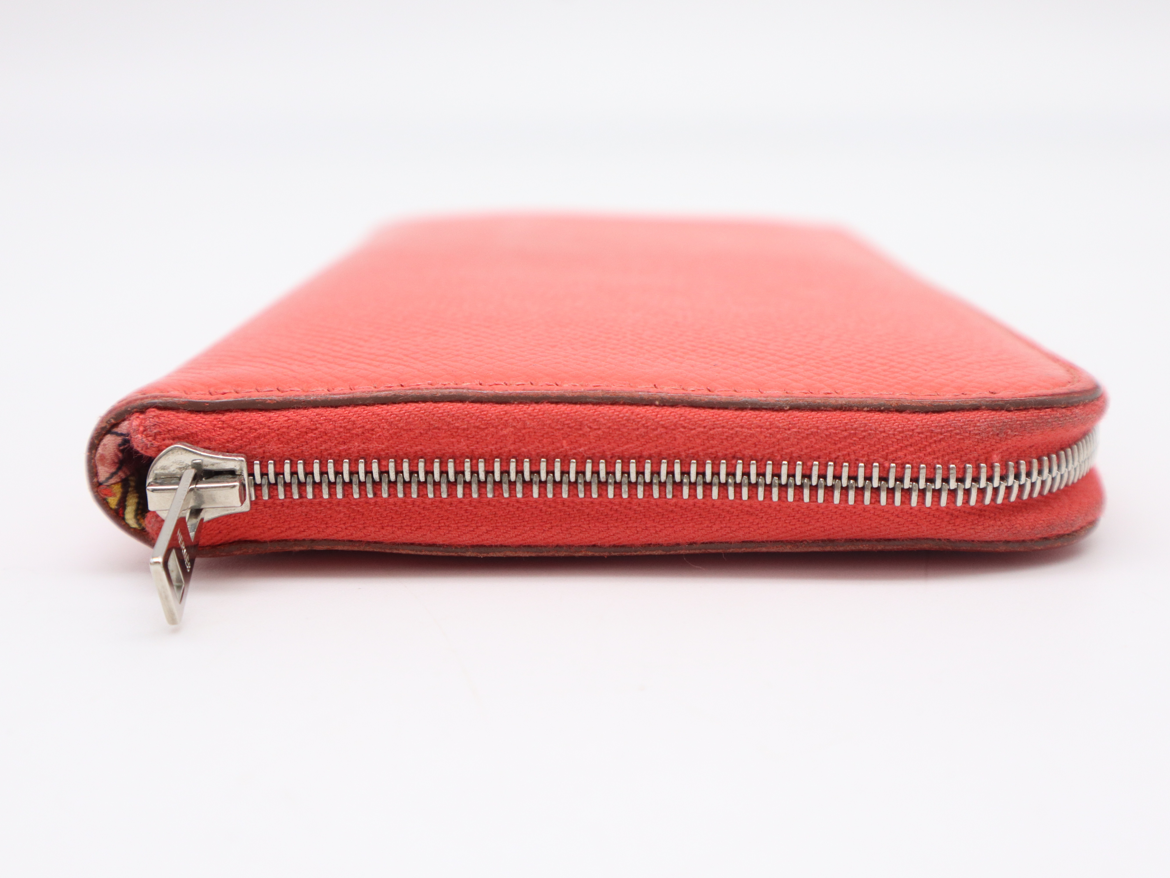 Azap Long Silk In Wallet, Epsom Leather, Silver Hardware, Orange, with Box. — view 6