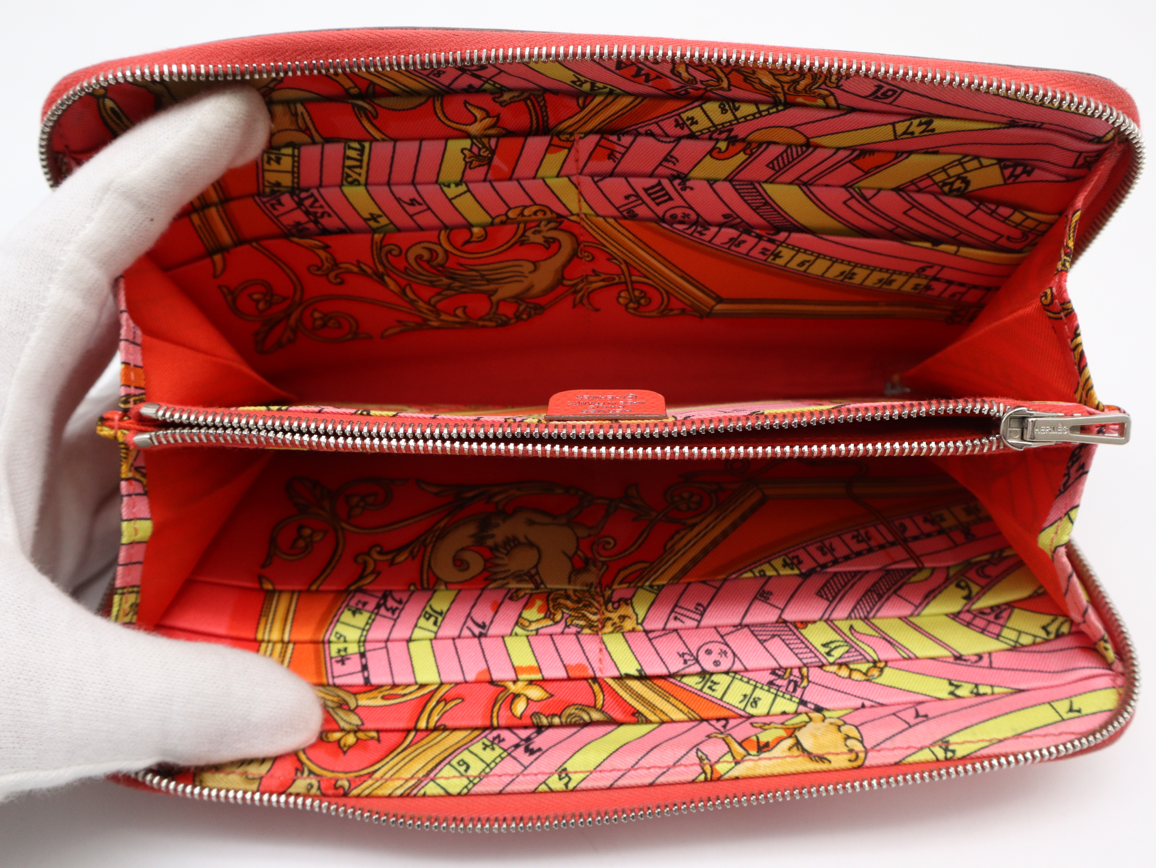Azap Long Silk In Wallet, Epsom Leather, Silver Hardware, Orange, with Box. — view 8