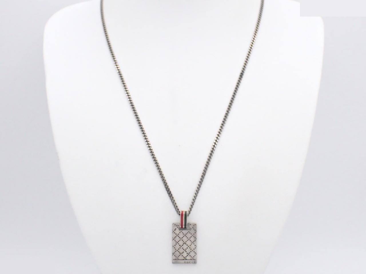 Diamante Plate Necklace, SV925/17.3g, Aged Palladium — view 3