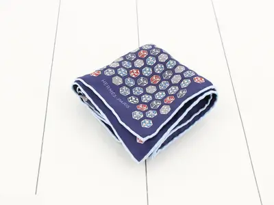 Carre 45, Navy, Red, Blue, Silk