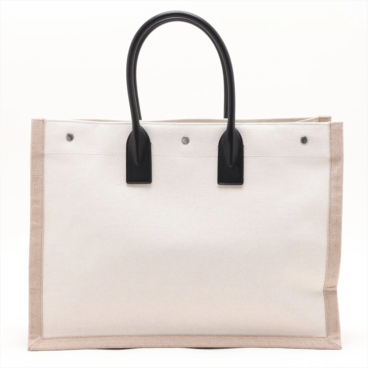 Rive Gauche 499290 Canvas x Leather Tote Bag Beige x Black — view 2