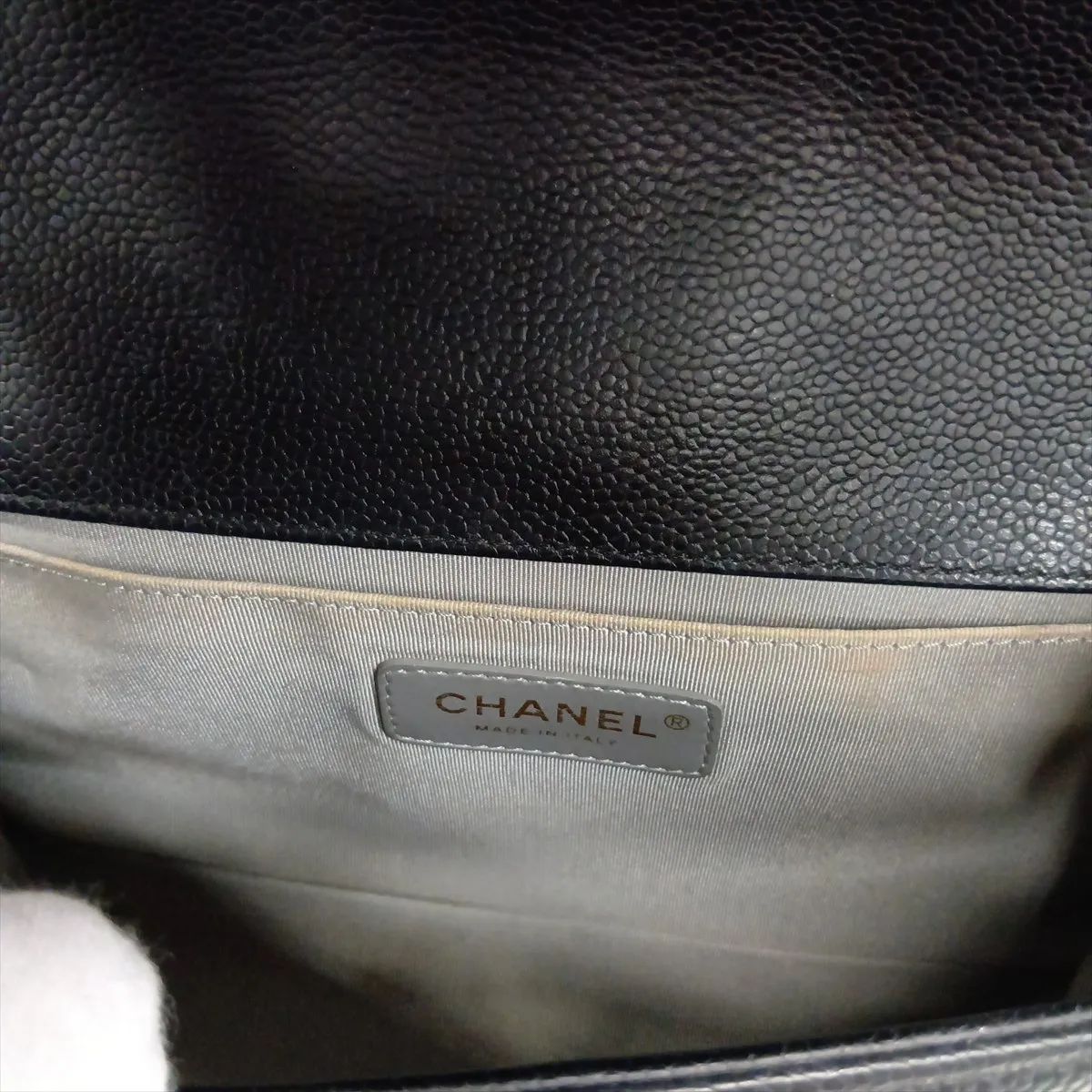 Boy Chanel 25 Caviar Skin Chain Shoulder Bag, Black with Gold Hardware, 17693984, Serial Number 17, A67086 — view 13