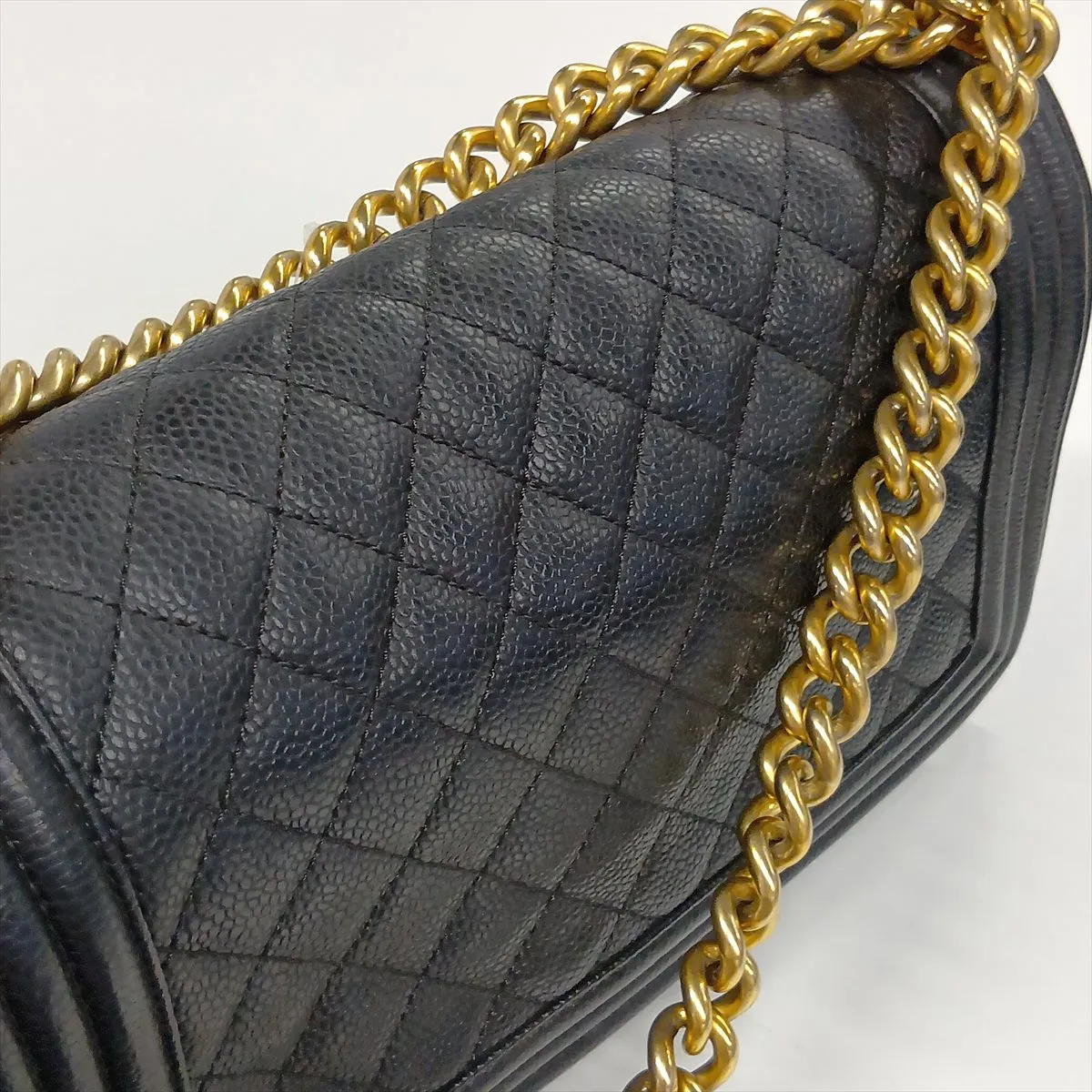 Boy Chanel 25 Caviar Skin Chain Shoulder Bag, Black with Gold Hardware, 17693984, Serial Number 17, A67086 — view 15