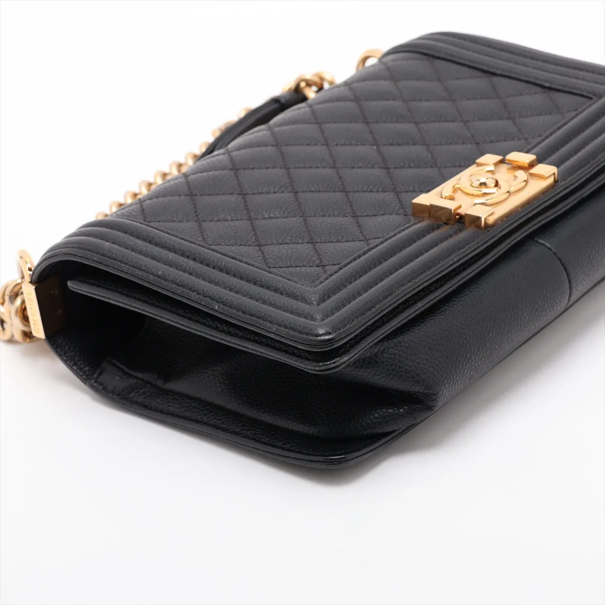 Boy Chanel 25 Caviar Skin Chain Shoulder Bag, Black with Gold Hardware, 17693984, Serial Number 17, A67086 — view 4