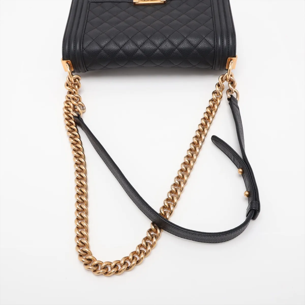 Boy Chanel 25 Caviar Skin Chain Shoulder Bag, Black with Gold Hardware, 17693984, Serial Number 17, A67086 — view 5