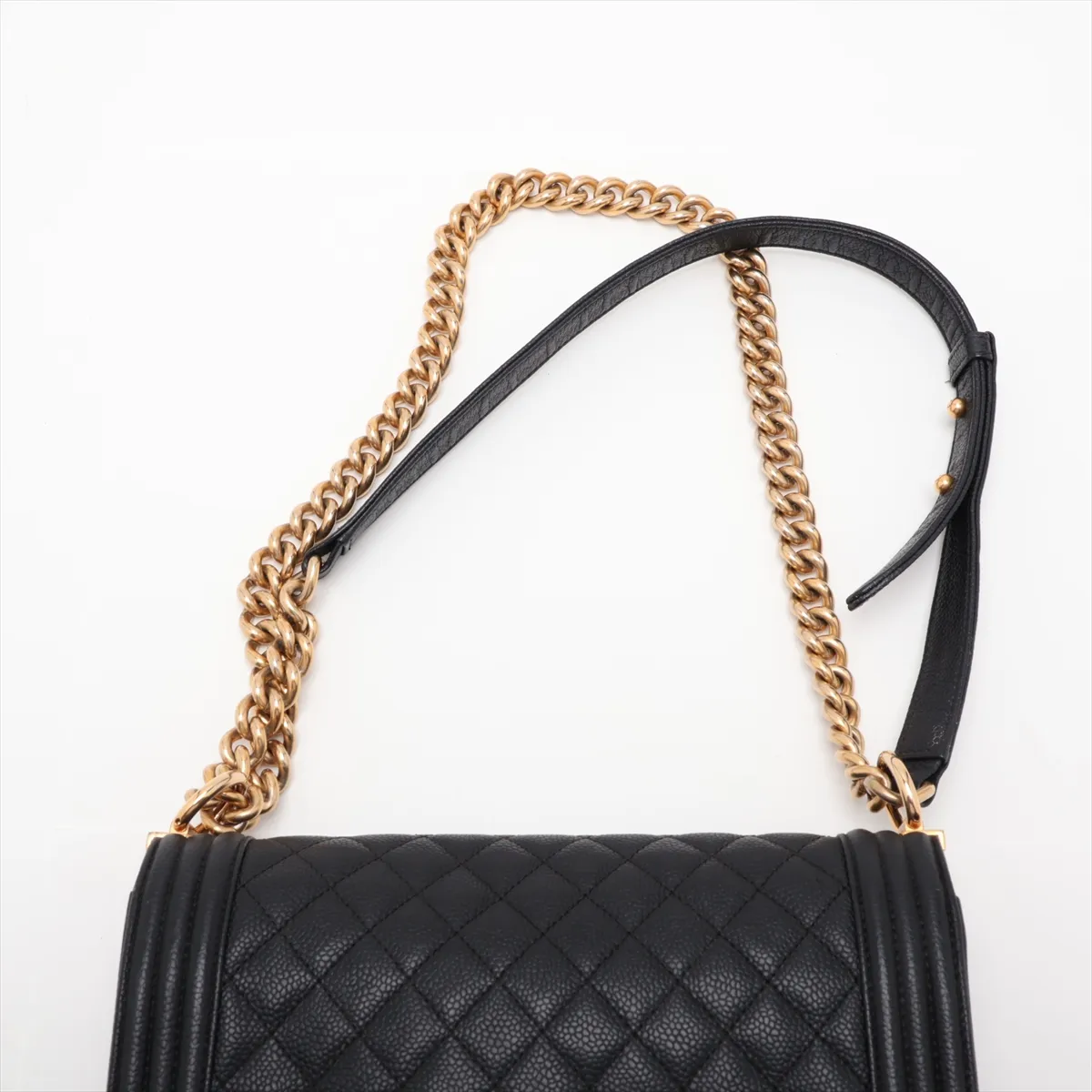 Boy Chanel 25 Caviar Skin Chain Shoulder Bag, Black with Gold Hardware, 17693984, Serial Number 17, A67086 — view 6