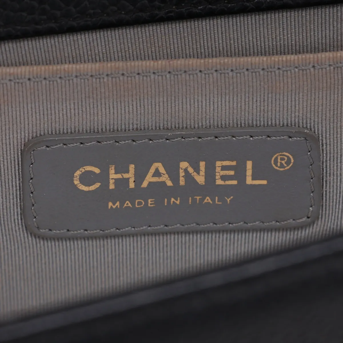 Boy Chanel 25 Caviar Skin Chain Shoulder Bag, Black with Gold Hardware, 17693984, Serial Number 17, A67086 — view 9