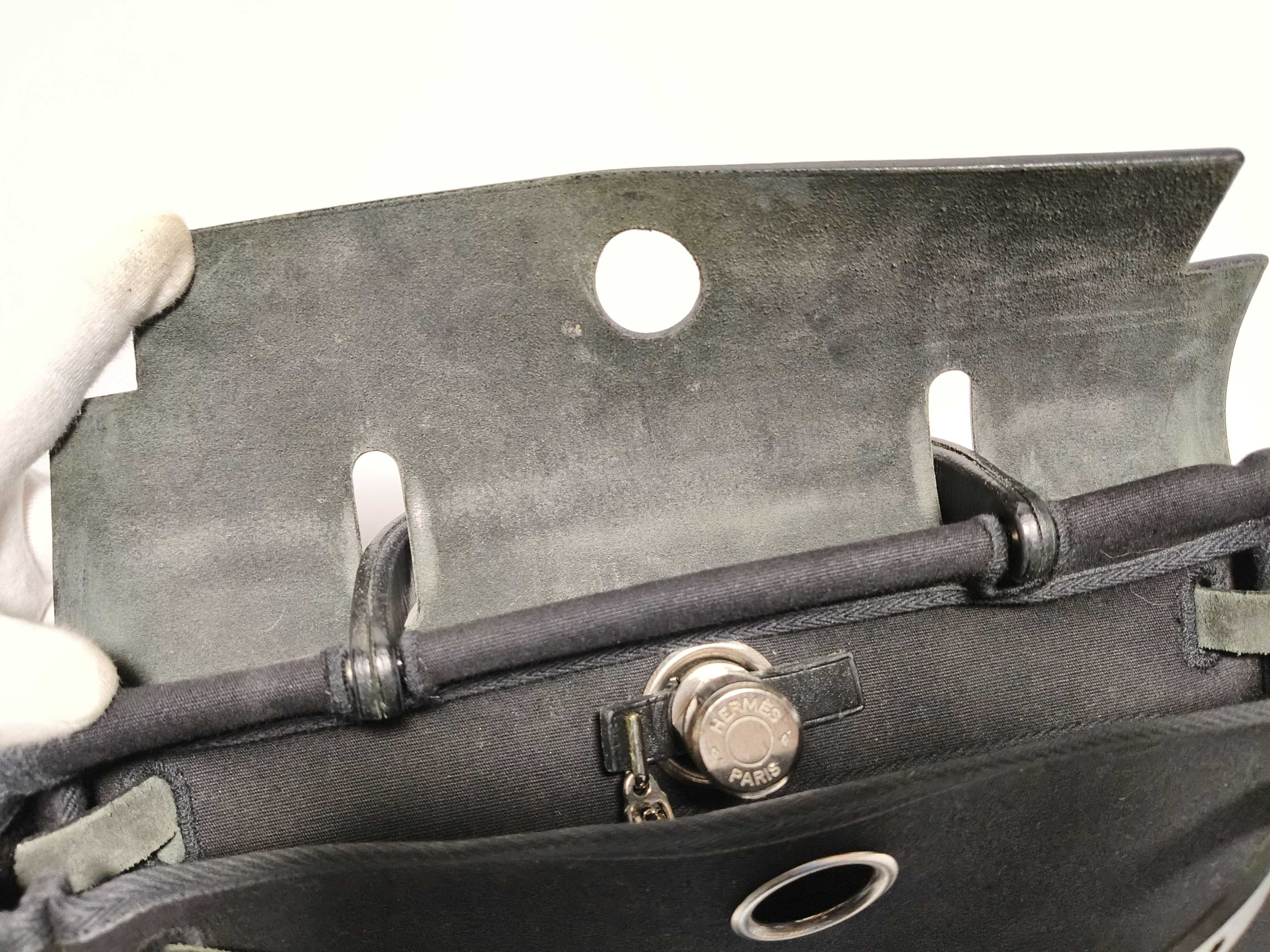 Herbag PM Toile Officier x Vache Hunter Black Silver Hardware D: 2000 Handbag — view 8