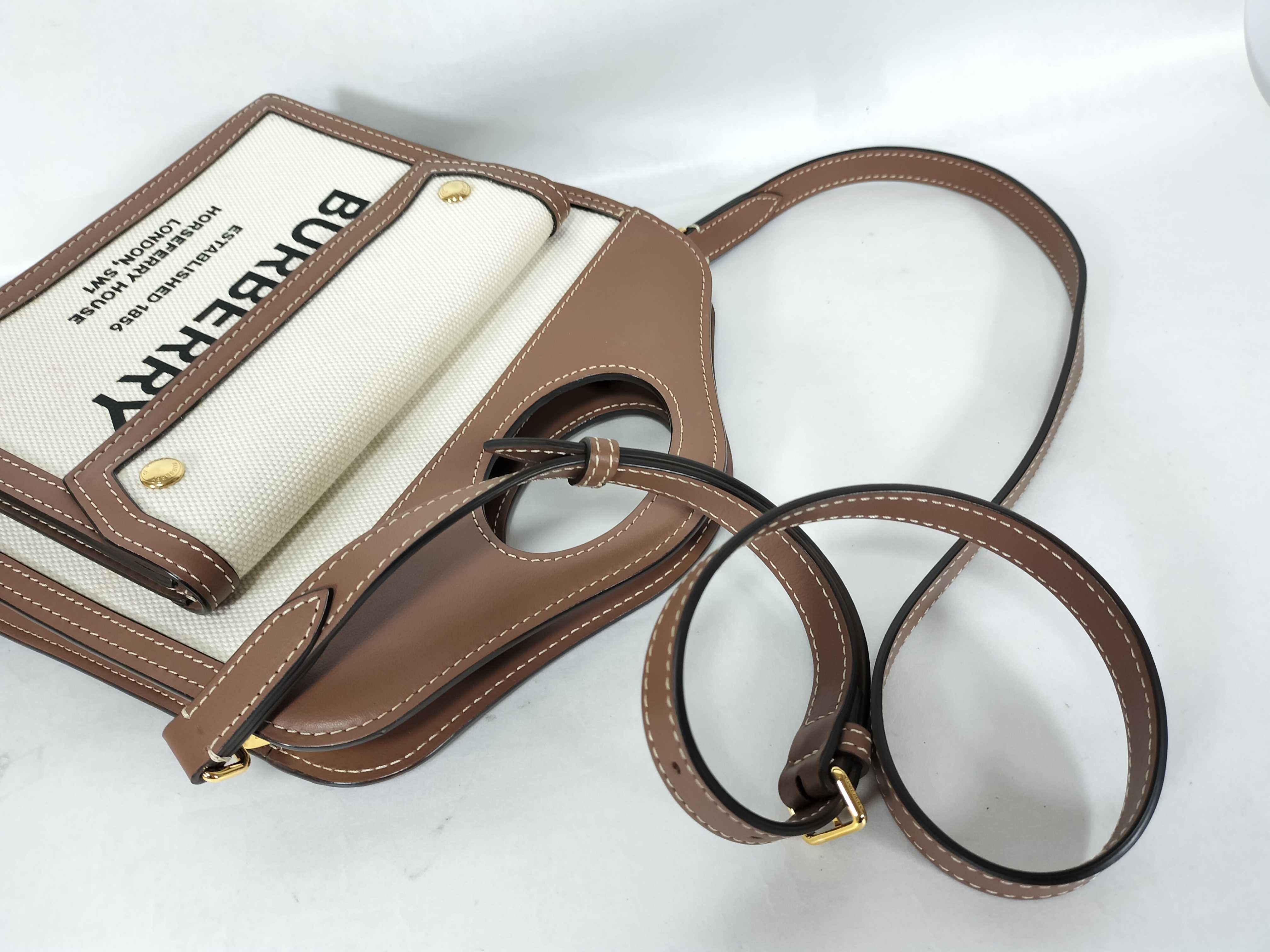 Mini Two-Tone Canvas x Leather 2-Way Handbag — view 3