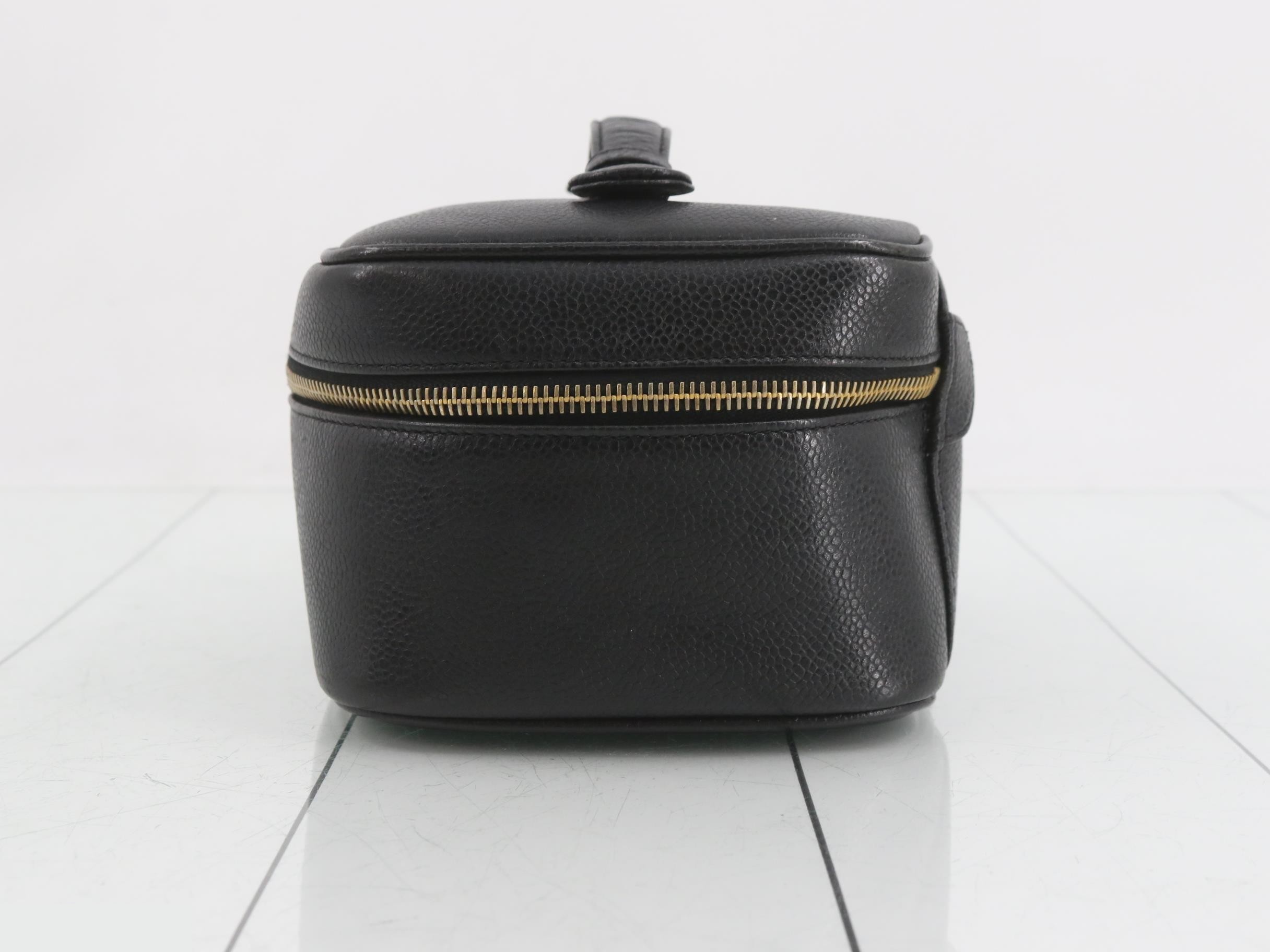 Coco Mark Vanity Bag, Caviar Leather, Black — view 3