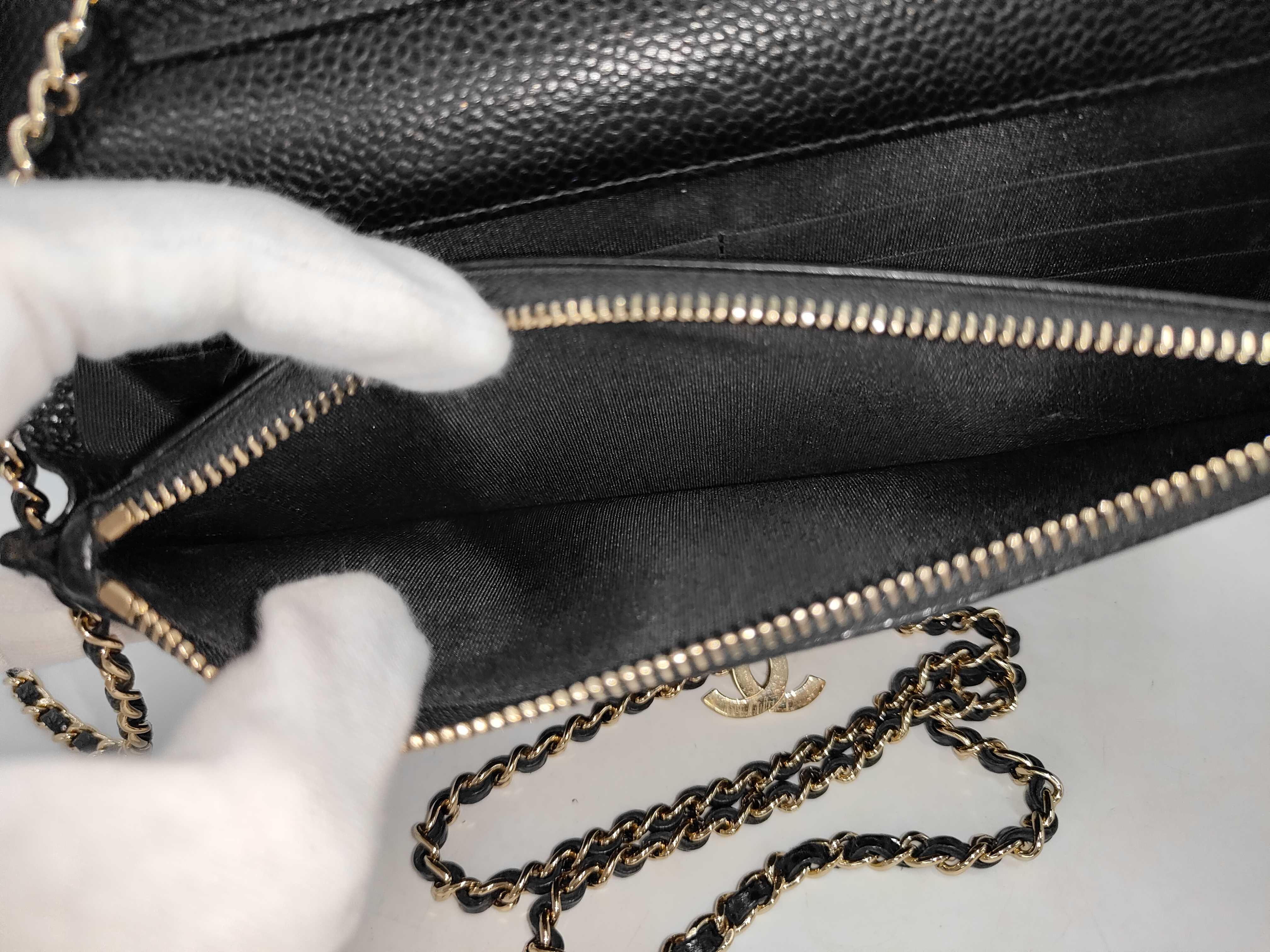 Matelassé Caviar Skin Coco Lock Chain Wallet (Shoulder Bag with Dust Bag, Cards, and Seal) — view 10