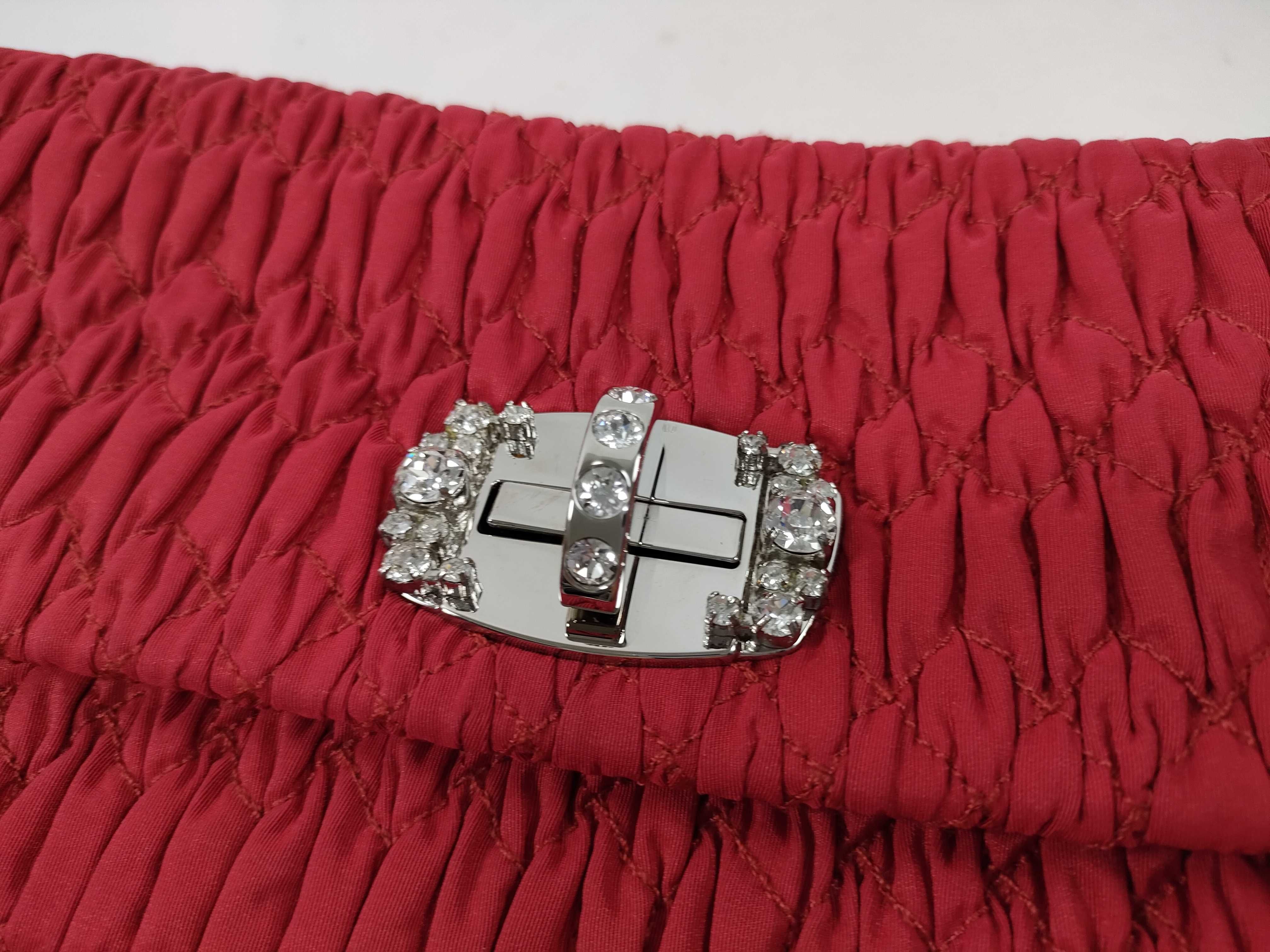 Matelassé Nappa Crystal Bijou Shoulder Bag Handbag Red Shoulder Bag — view 5
