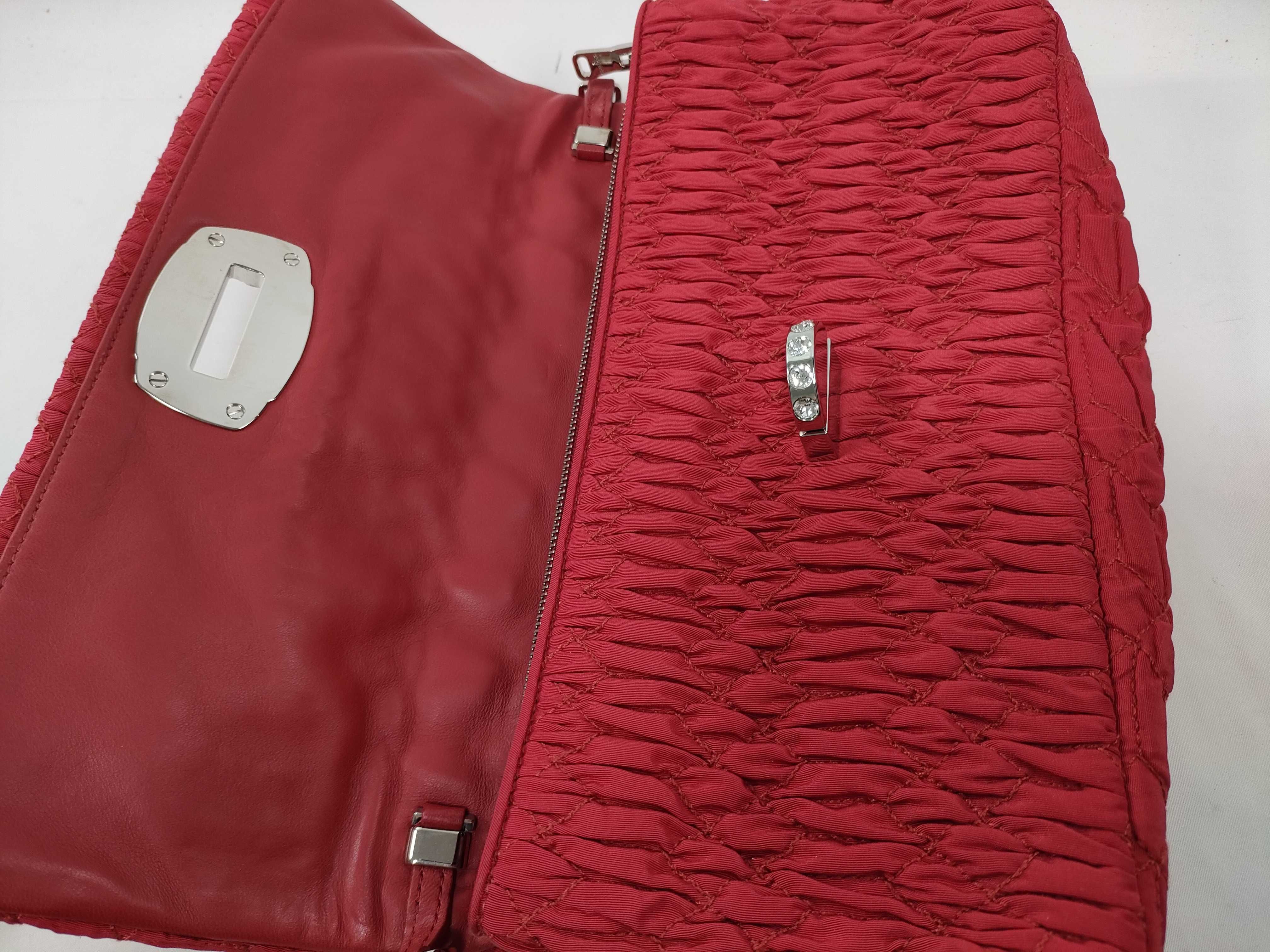 Matelassé Nappa Crystal Bijou Shoulder Bag Handbag Red Shoulder Bag — view 6