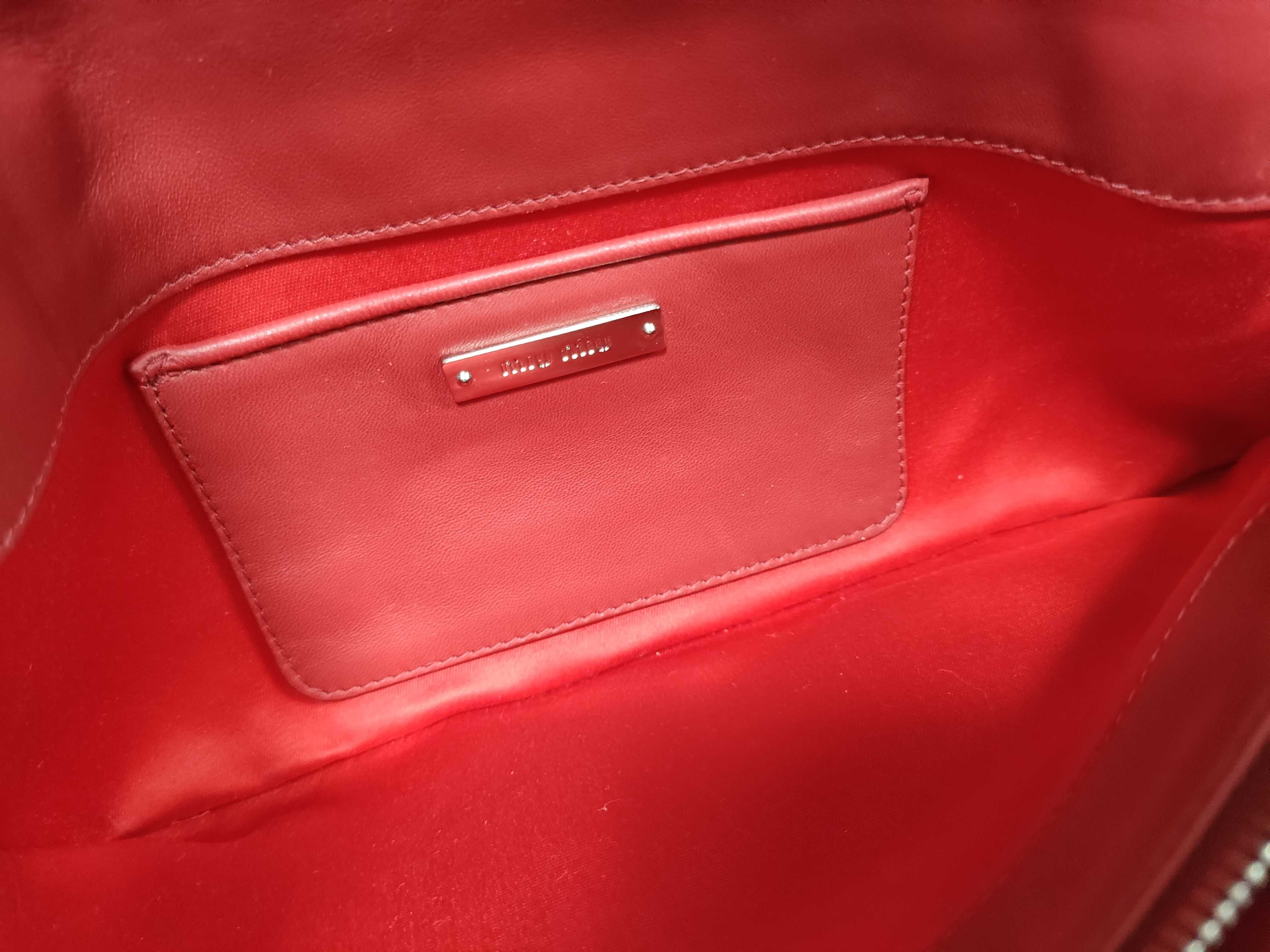 Matelassé Nappa Crystal Bijou Shoulder Bag Handbag Red Shoulder Bag — view 9