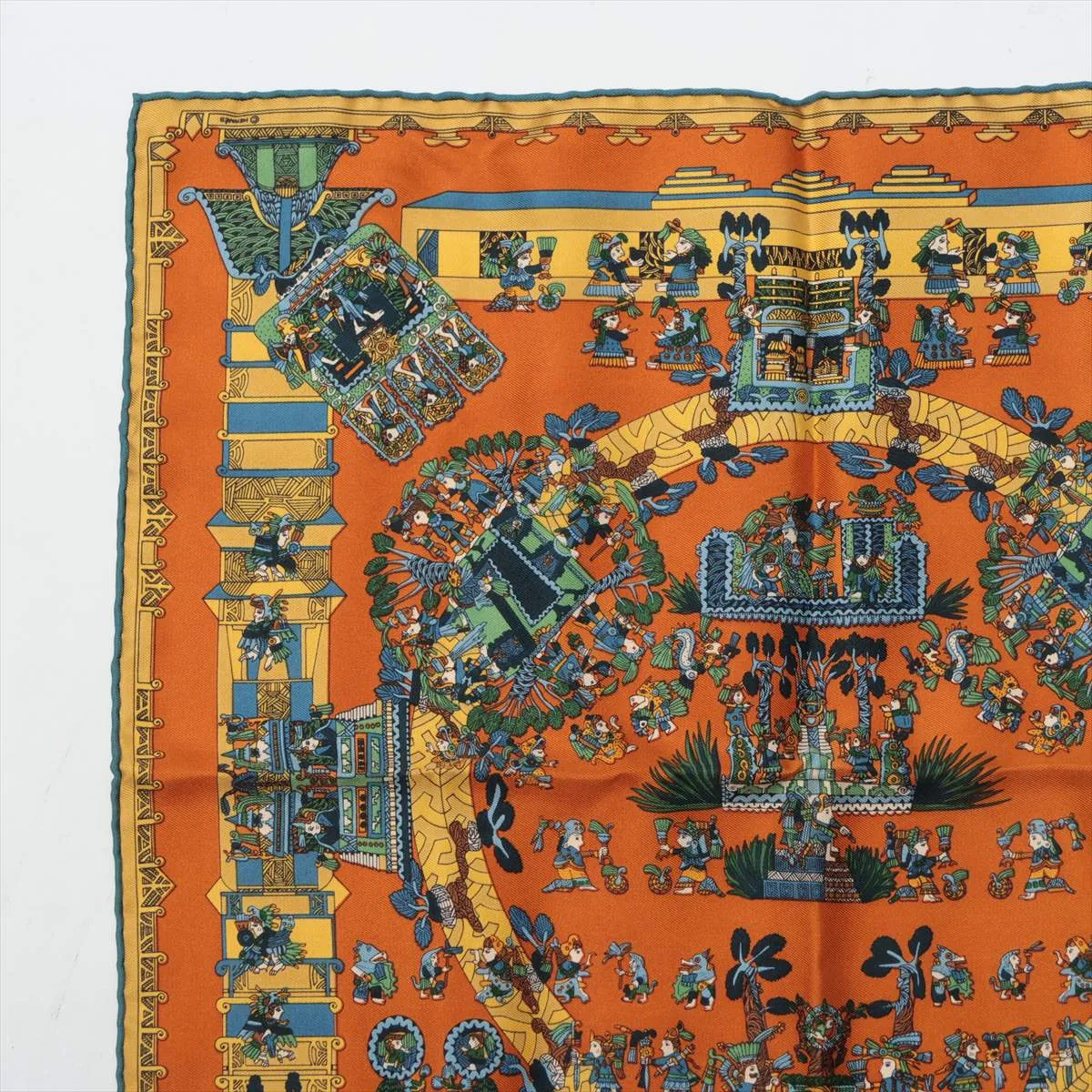 Carre 45 ASTRES et SOLEILS Celestial Bodies and the Sun Scarf Silk Brown Thread — view 2