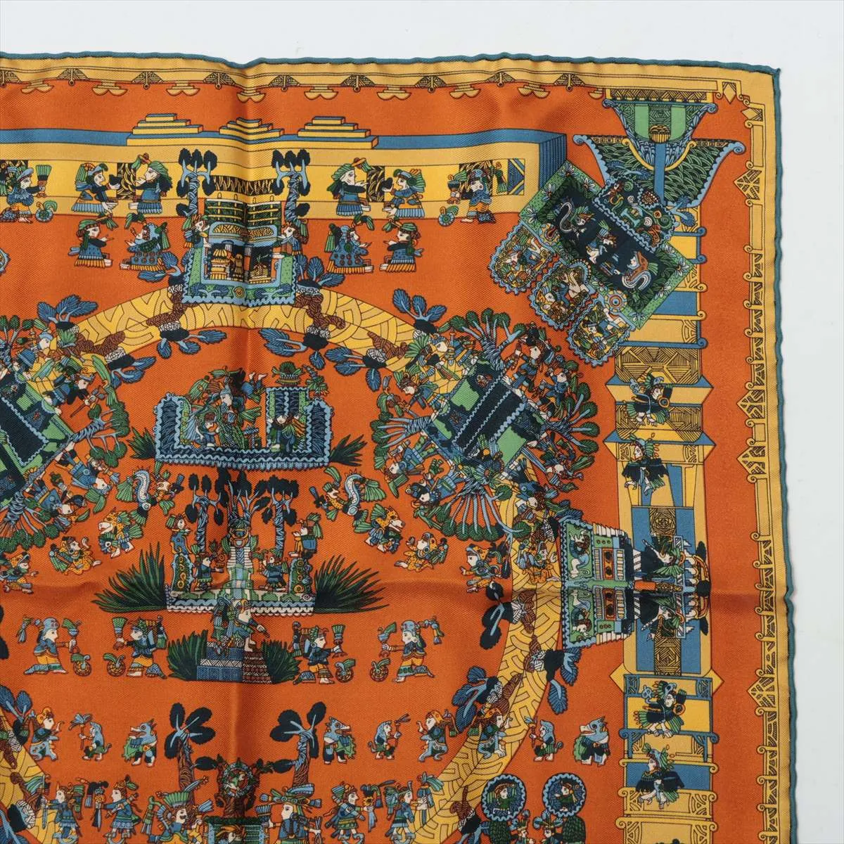 Carre 45 ASTRES et SOLEILS Celestial Bodies and the Sun Scarf Silk Brown Thread — view 3