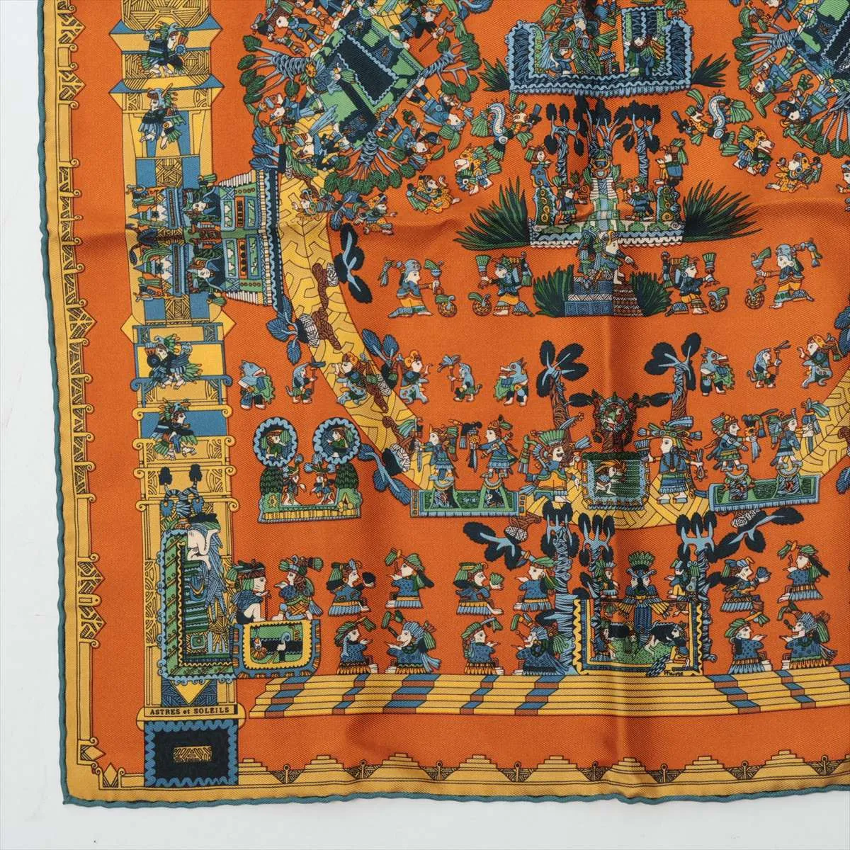 Carre 45 ASTRES et SOLEILS Celestial Bodies and the Sun Scarf Silk Brown Thread — view 5