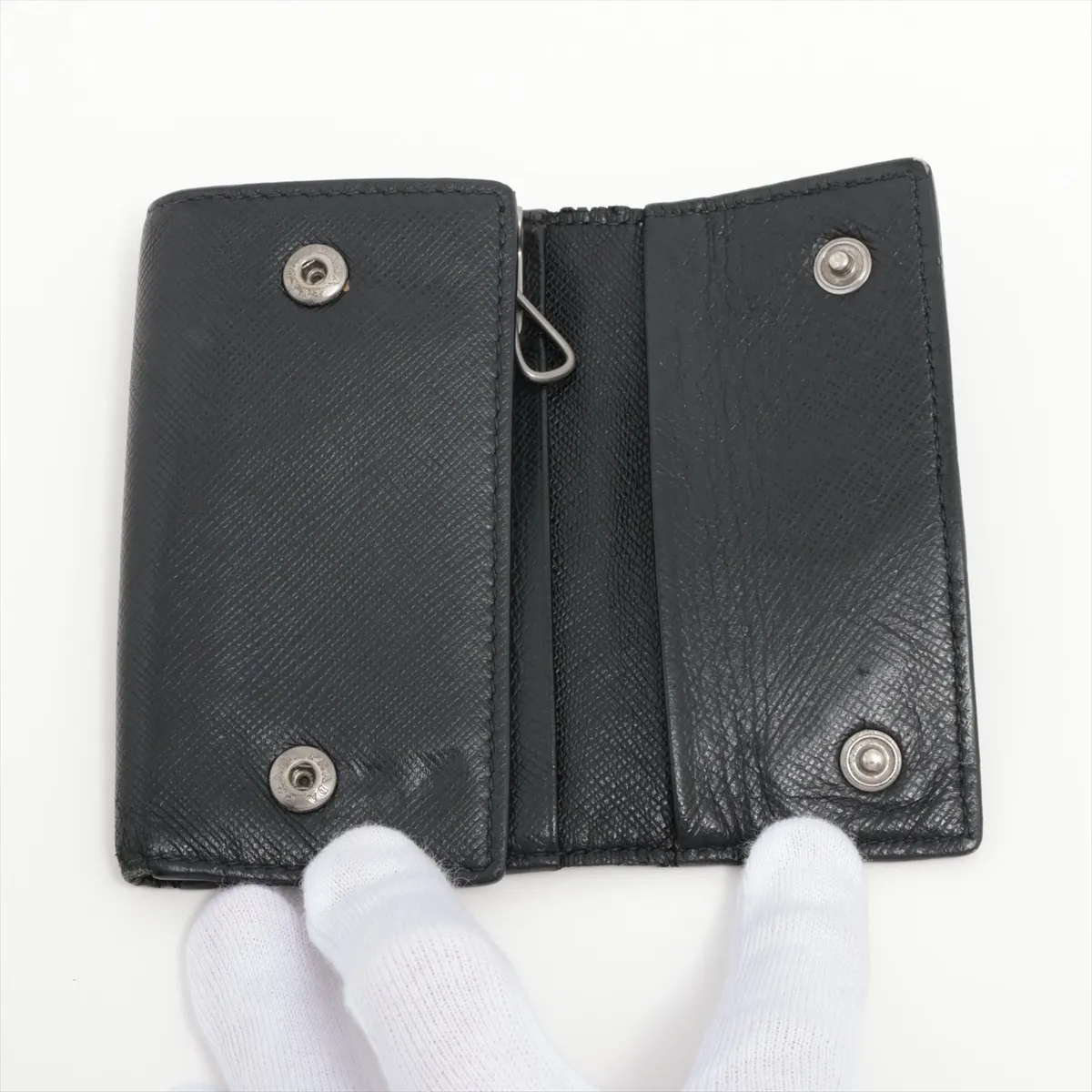 saffiano leather key case black — view 3