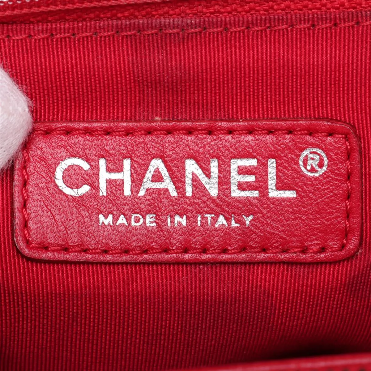 Coco Mark Patent Leather Chain Tote Bag, Red, Silver Hardware, Item No. 13191798 (Serial No. 13) — view 11