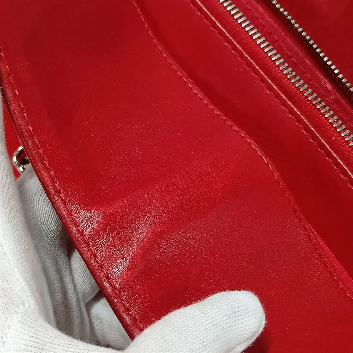 Coco Mark Patent Leather Chain Tote Bag, Red, Silver Hardware, Item No. 13191798 (Serial No. 13) — view 12
