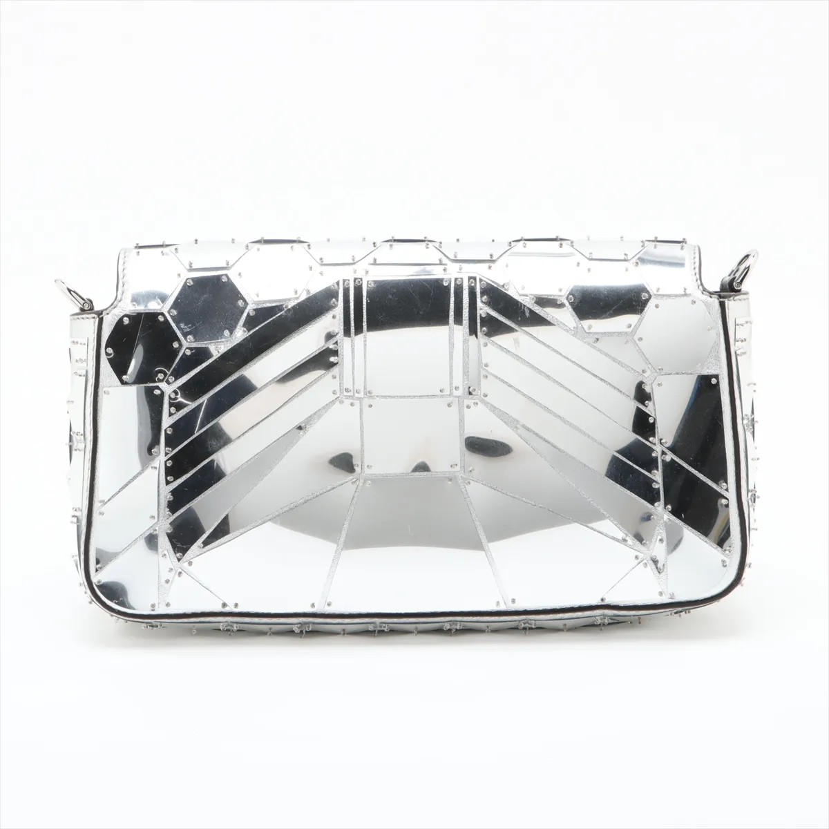 Mamma Bucket Leather 2-Way Shoulder Bag, Silver, 8BR600 — view 2