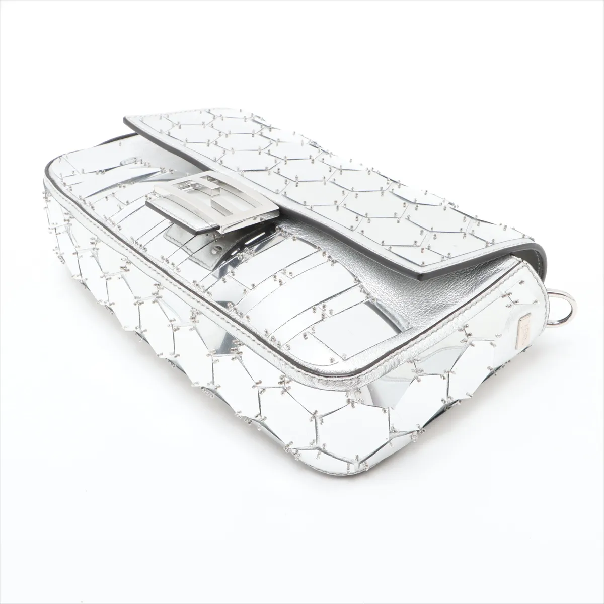 Mamma Bucket Leather 2-Way Shoulder Bag, Silver, 8BR600 — view 3