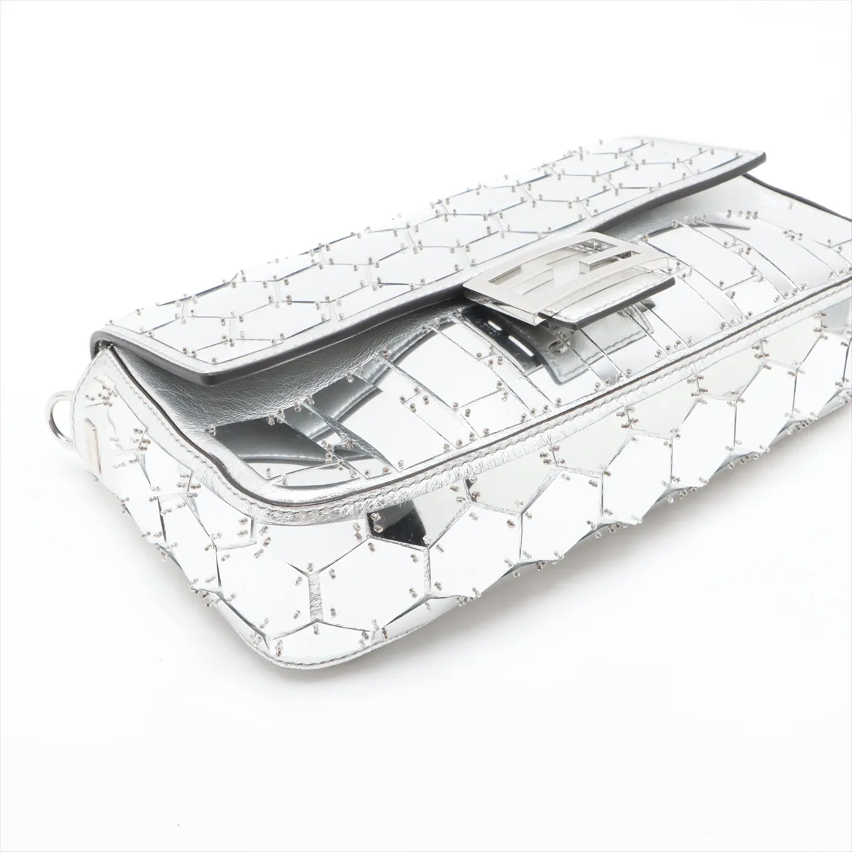 Mamma Bucket Leather 2-Way Shoulder Bag, Silver, 8BR600 — view 4