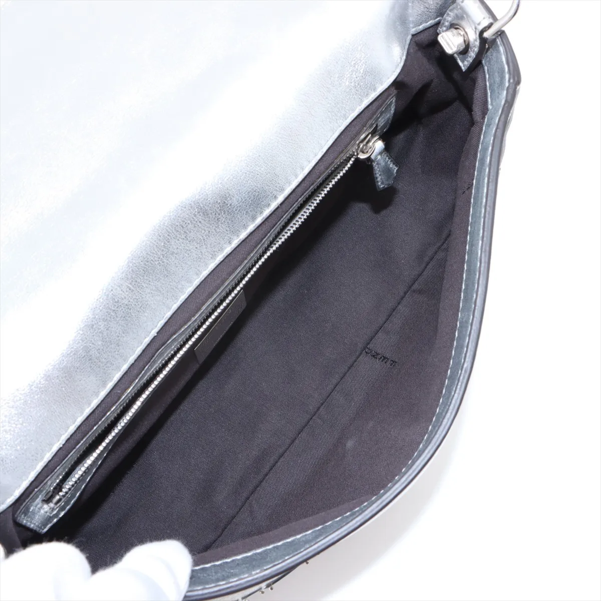 Mamma Bucket Leather 2-Way Shoulder Bag, Silver, 8BR600 — view 6