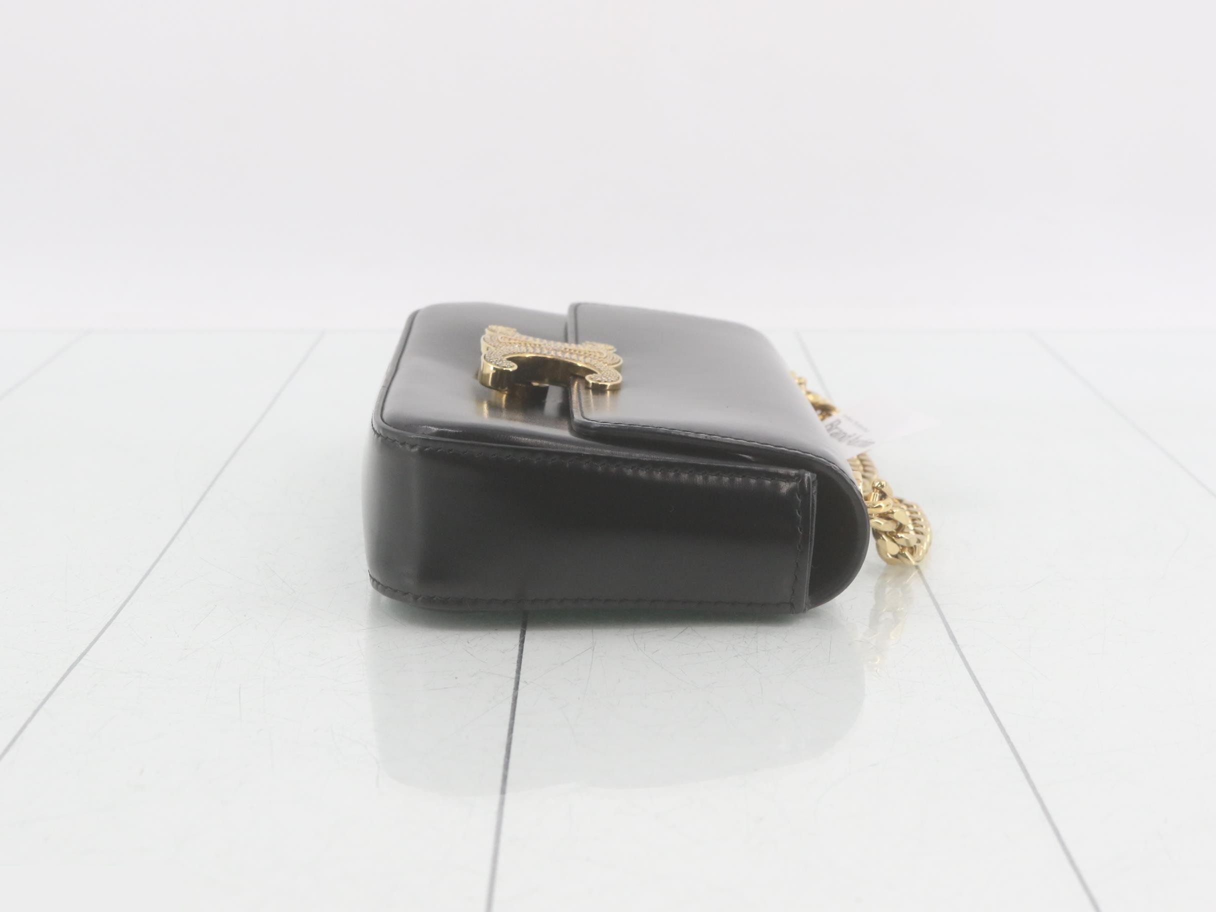 Leather Triomphe Rhinestone Chain Shoulder Bag — view 3