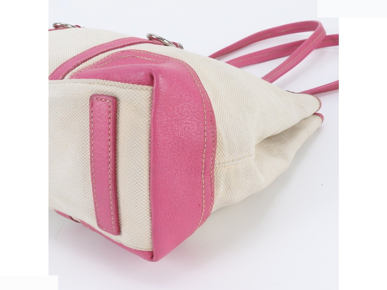 Triangle Logo Leather Canvas Tote Bag — view 4