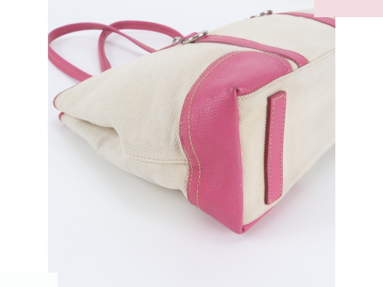 Triangle Logo Leather Canvas Tote Bag — view 6