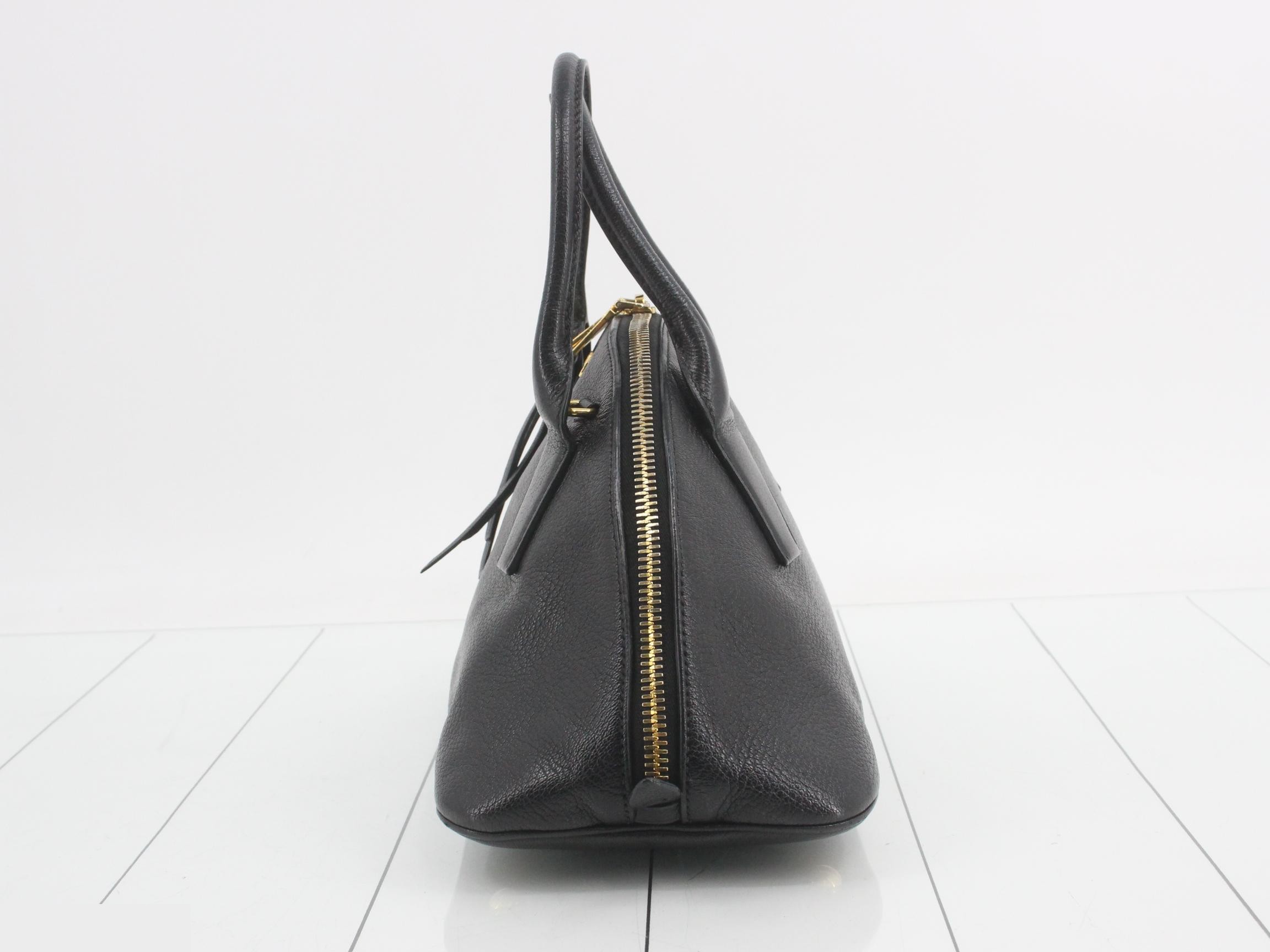 RL0091 Madras Handbag, Half Moon, Leather, Black — view 3