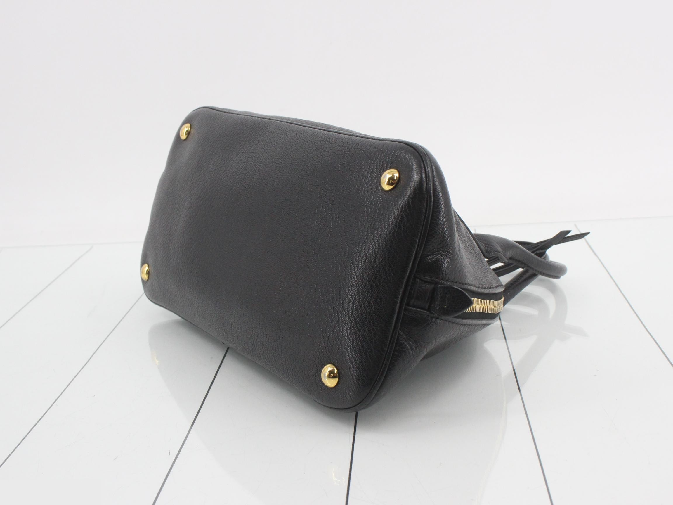 RL0091 Madras Handbag, Half Moon, Leather, Black — view 6