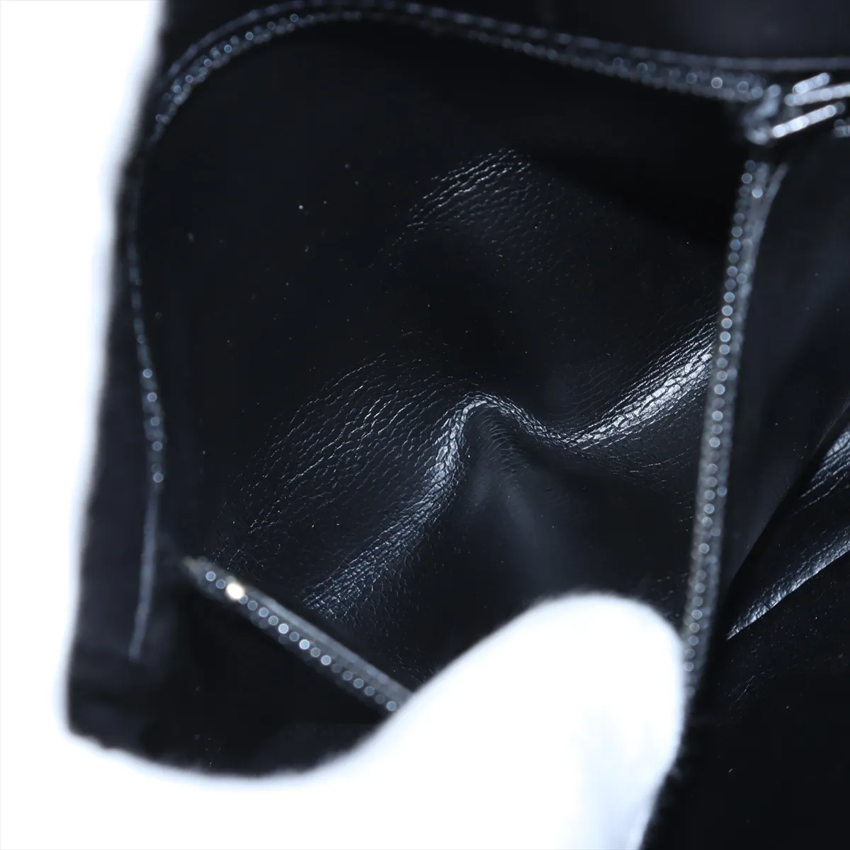 Chevron Patent Leather Waist Pouch Black Gold Hardware — view 8