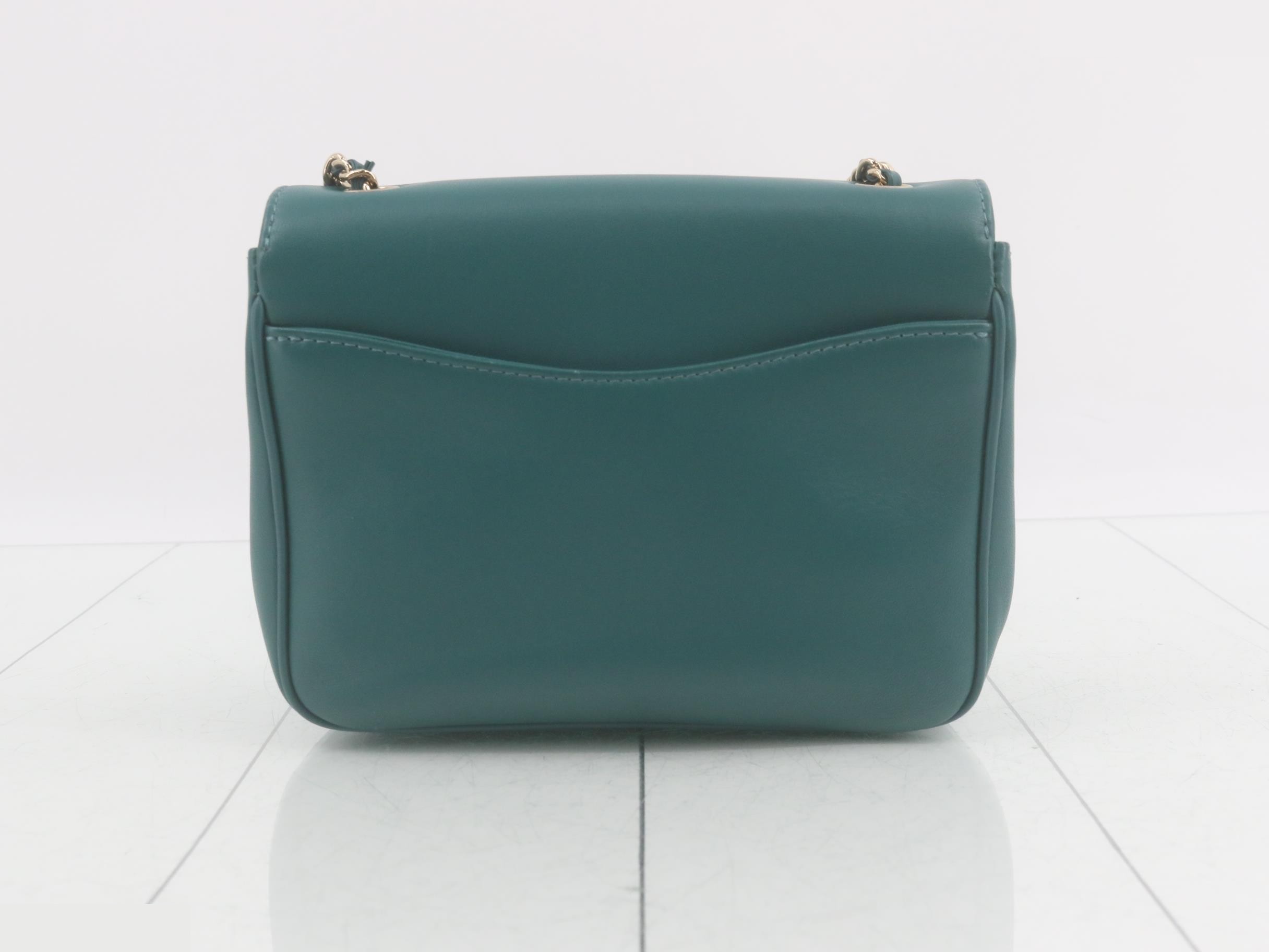 Leather Coco Mark Chain Shoulder Bag (Green) — view 2